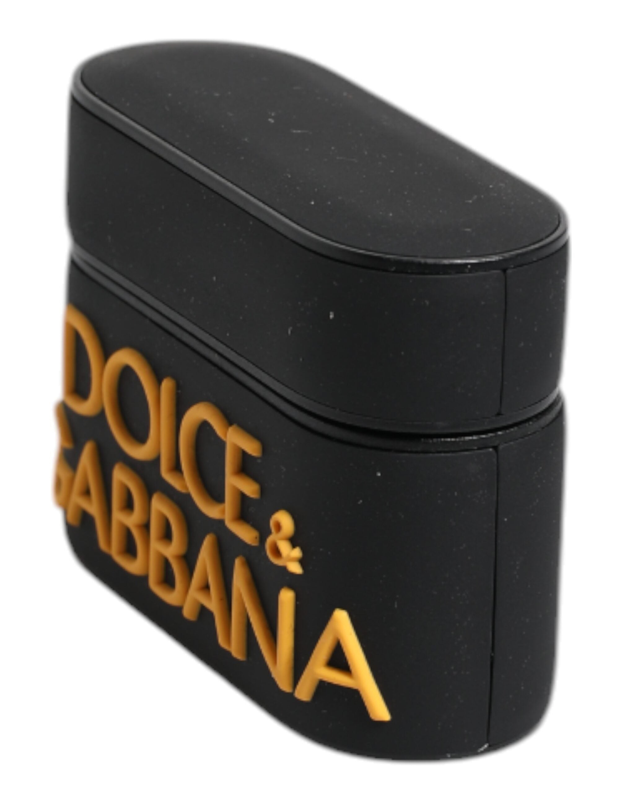 Dolce & Gabbana Svart Gult Silikonfodral med Präglad Logotyp till Airpods