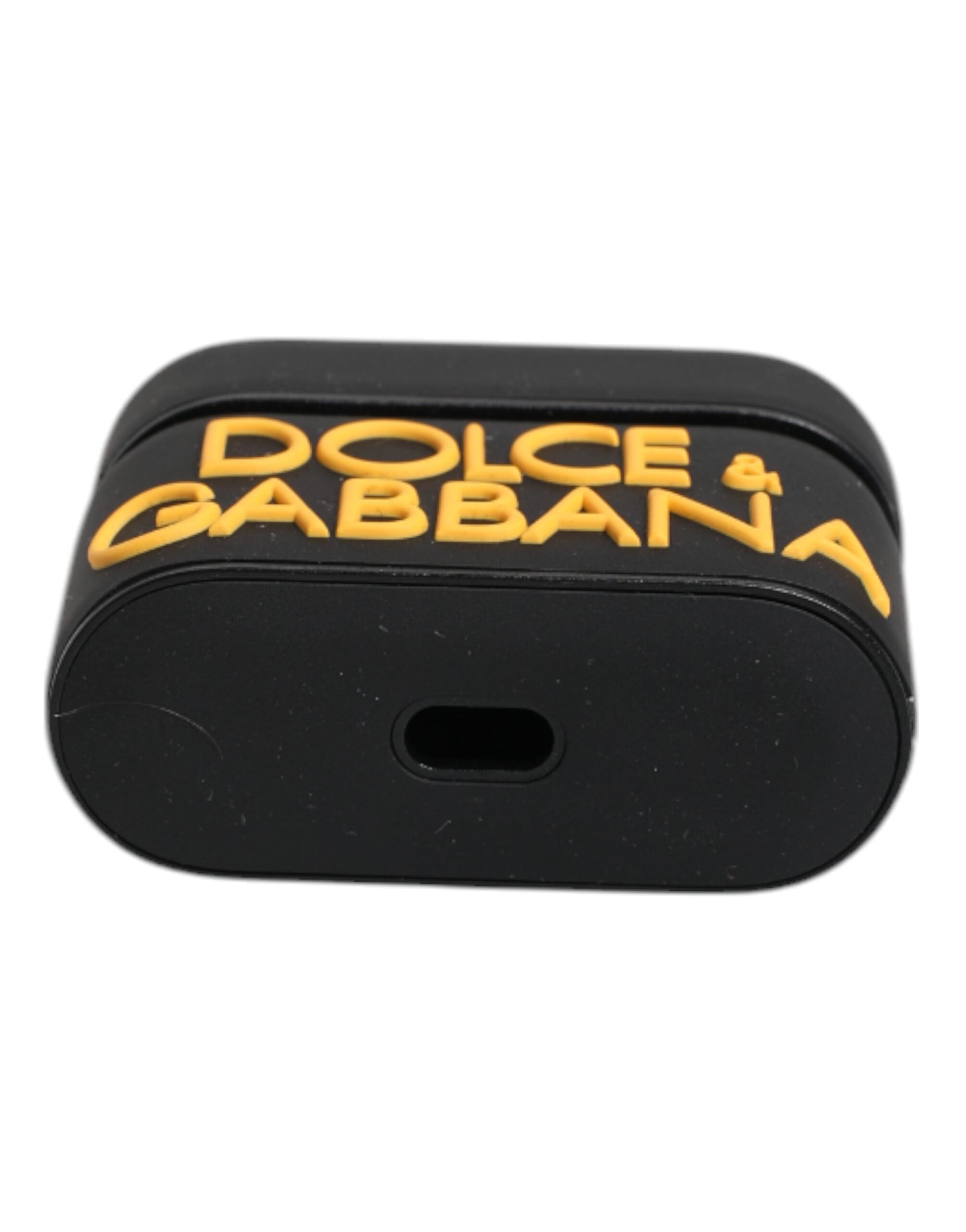 Dolce & Gabbana Svart Gult Silikonfodral med Präglad Logotyp till Airpods
