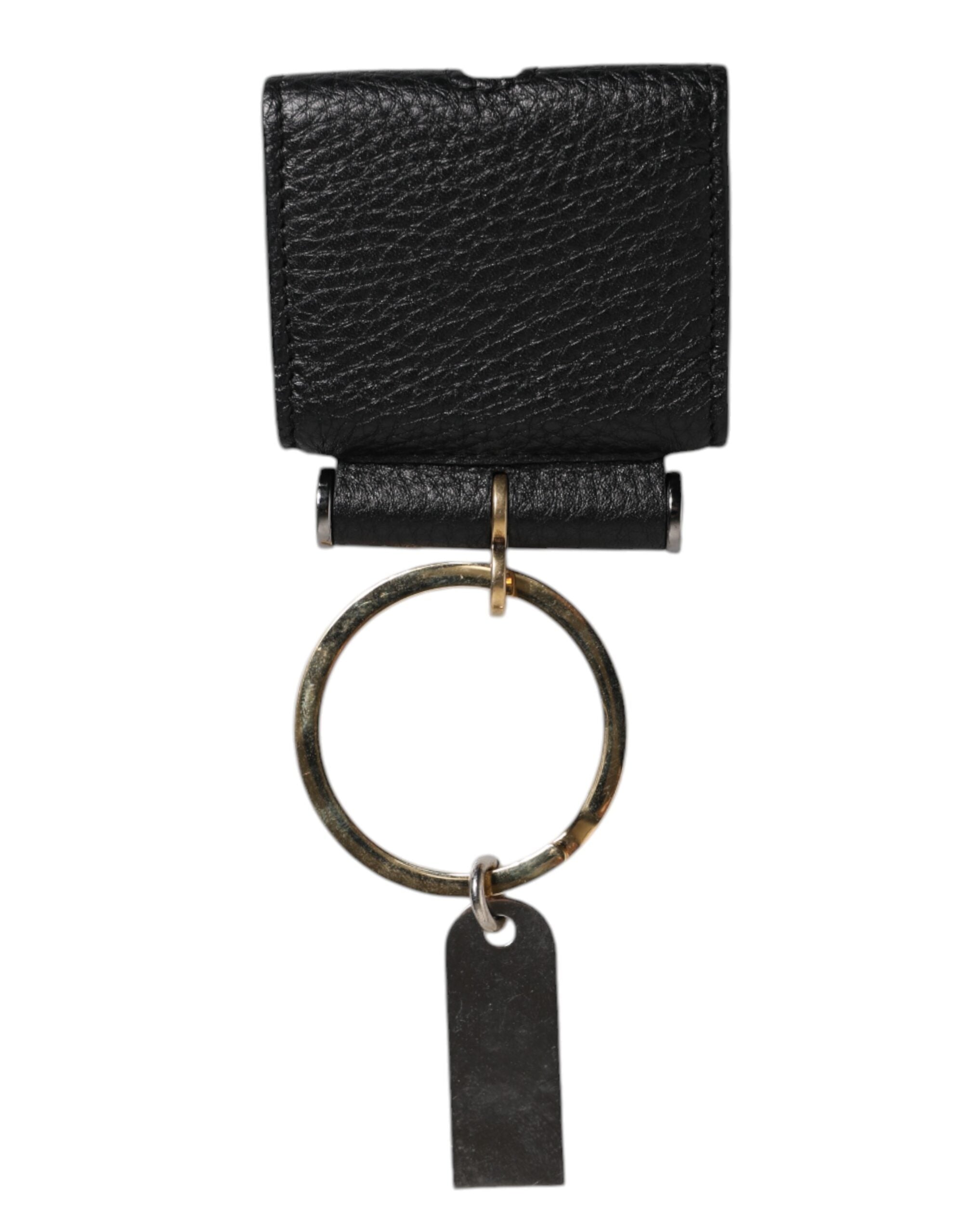 Dolce & Gabbana Svart Läderarmband Guldfärgad Metalllogotypplack Airpods-skal