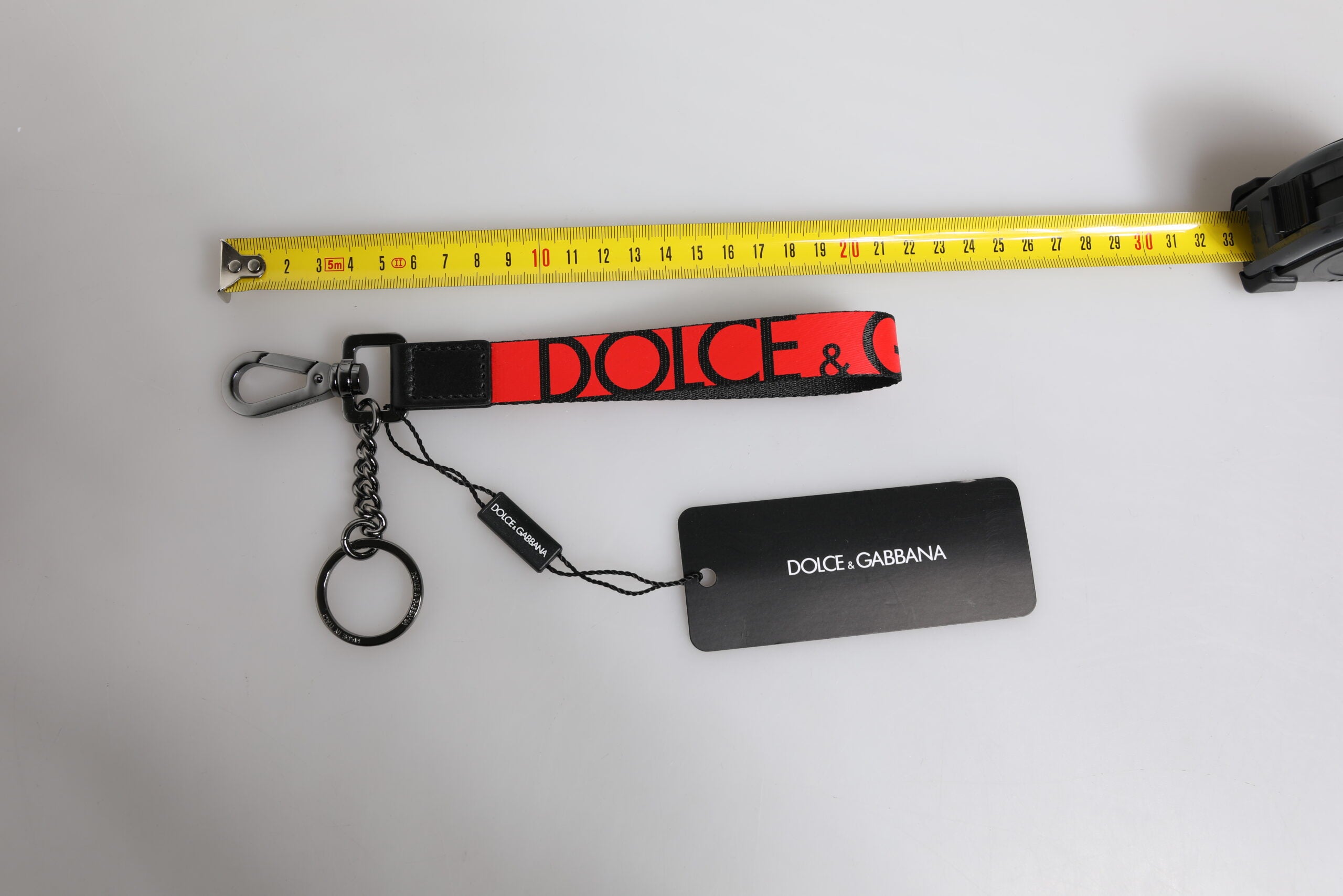 Dolce & Gabbana Röd Logotyp Nylon Silver Mässing Herr Hållare Nyckelring