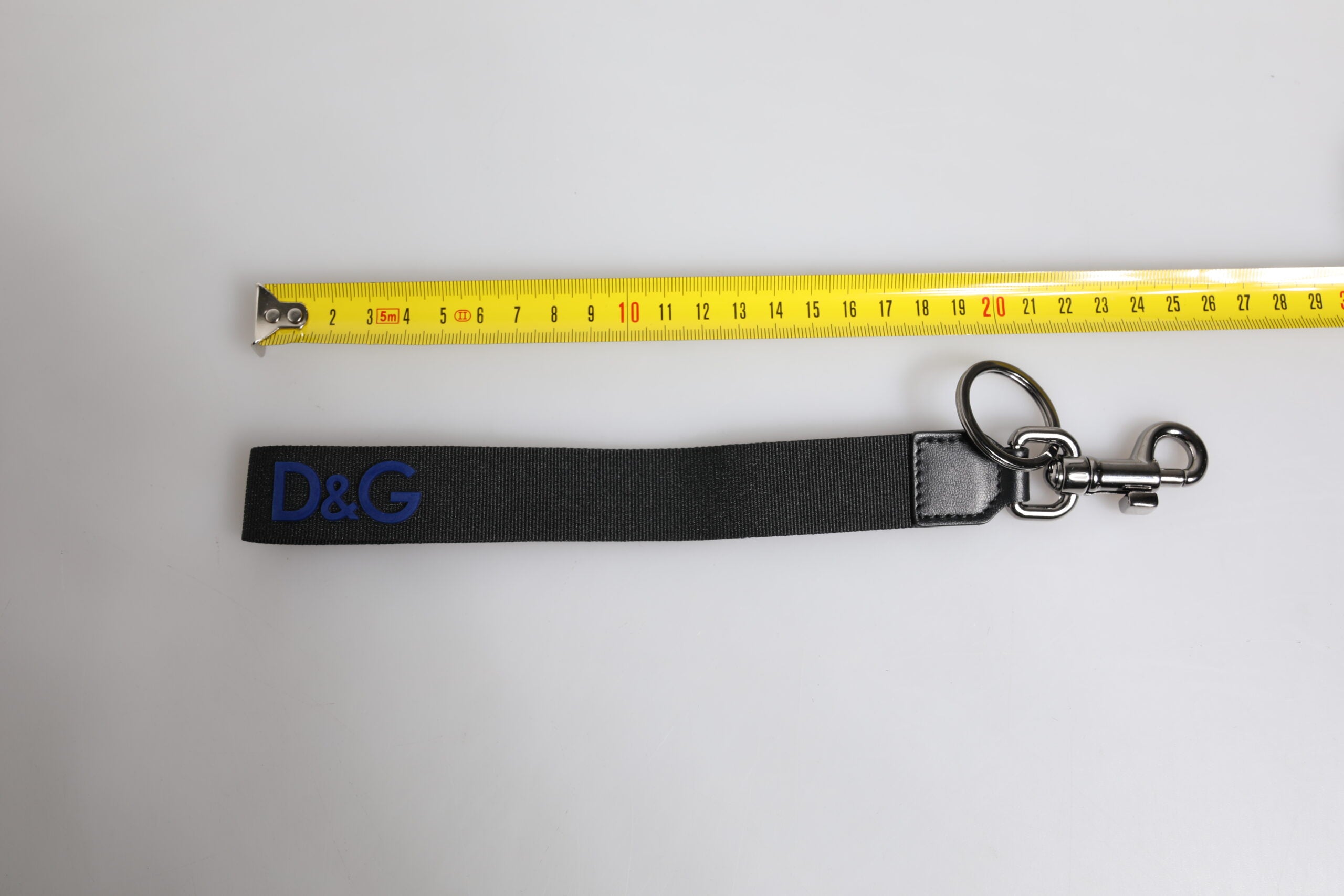 Dolce & Gabbana Svart Logotyp Nylon Silver Mässing Herr Hållare Nyckelring