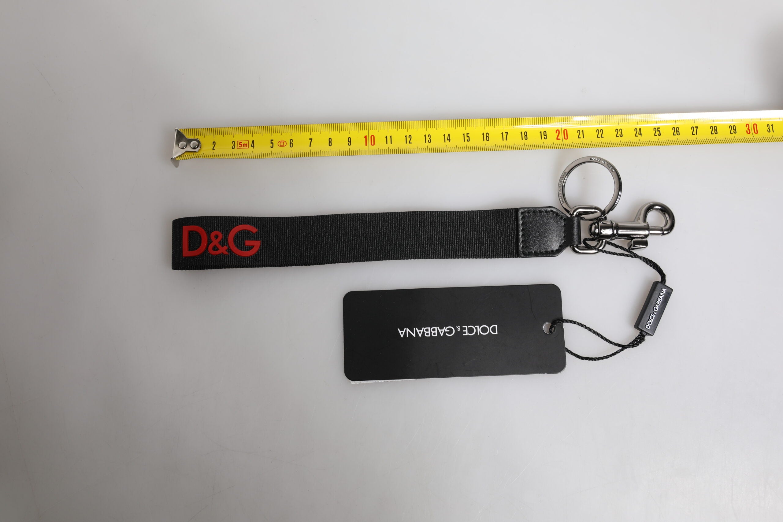 Dolce & Gabbana Svart Logotyp Nylon Silver Mässing Herr Hållare Nyckelring