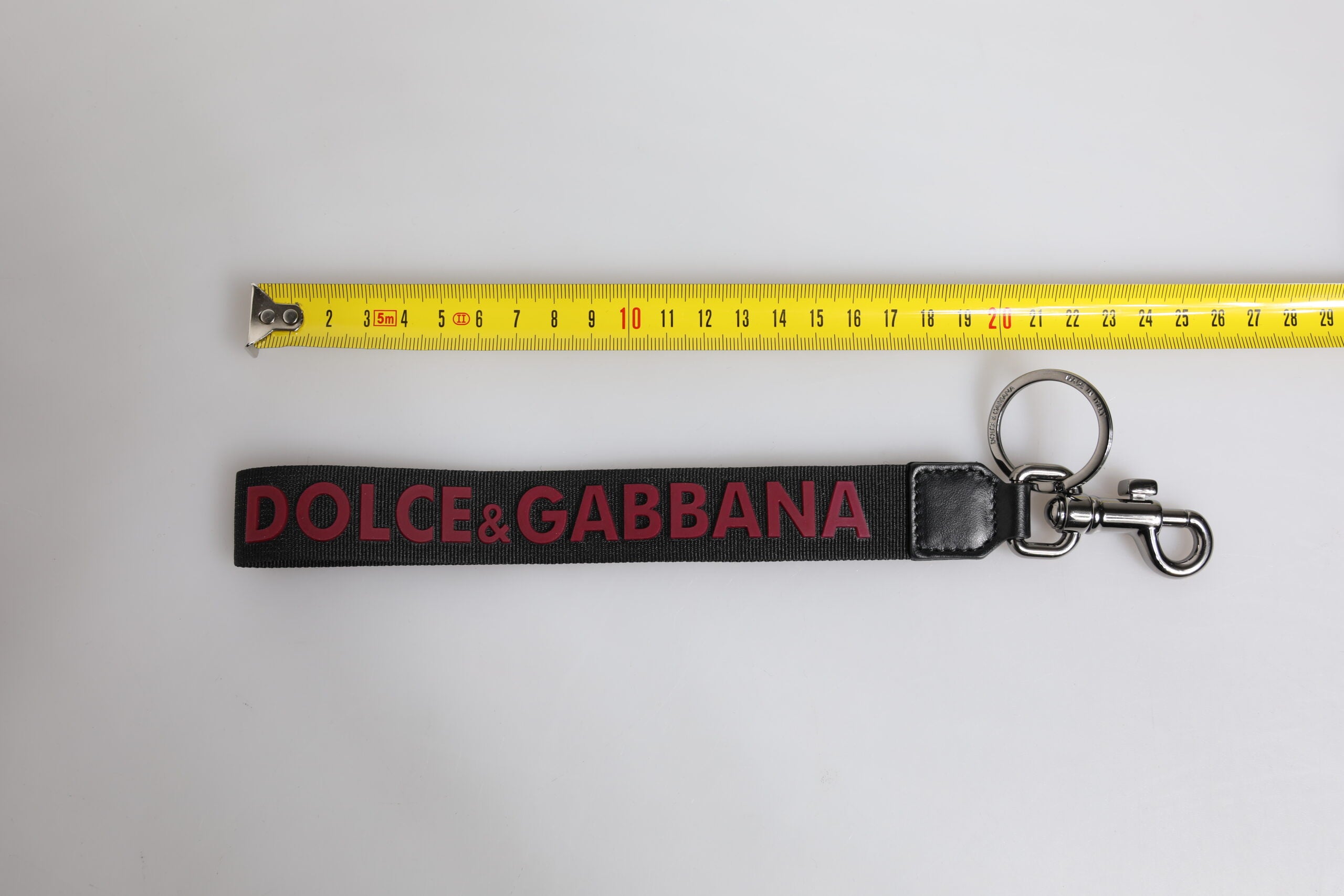 Dolce & Gabbana Svart Logotyp Nylon Silver Mässing Herr Hållare Nyckelring