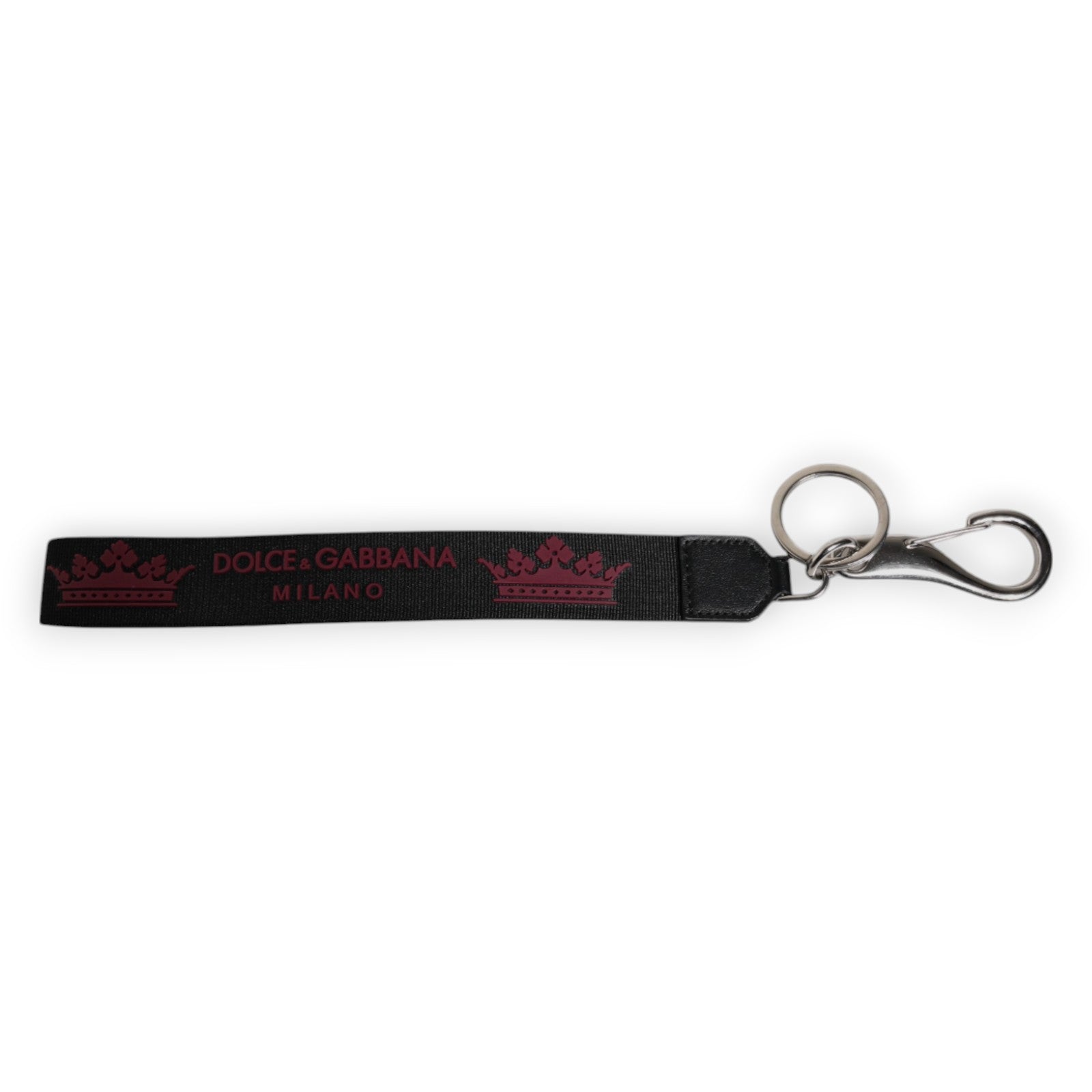 Dolce & Gabbana svart nylonlogotyp DG Crown herrnyckelring