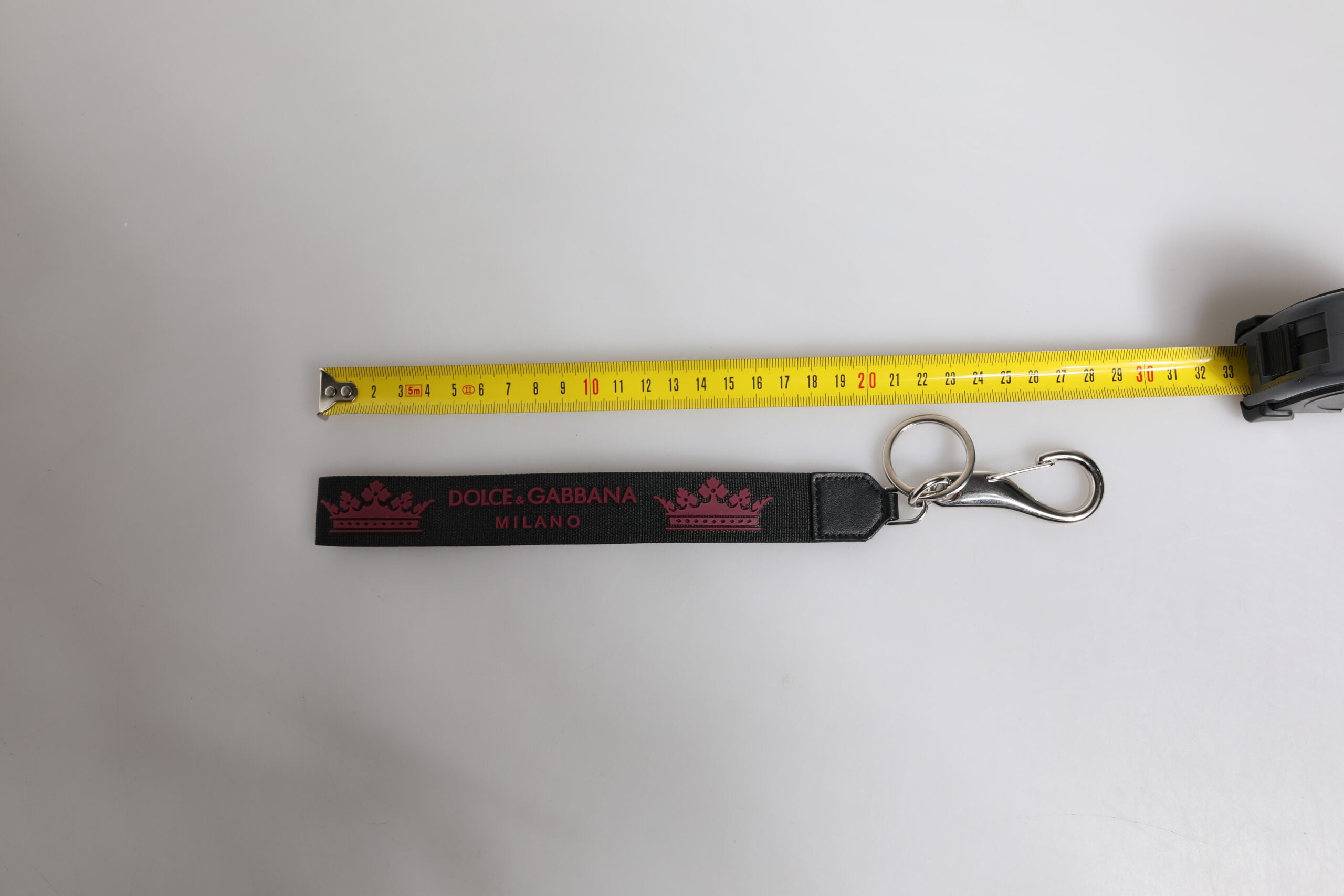 Dolce & Gabbana svart nylonlogotyp DG Crown herrnyckelring