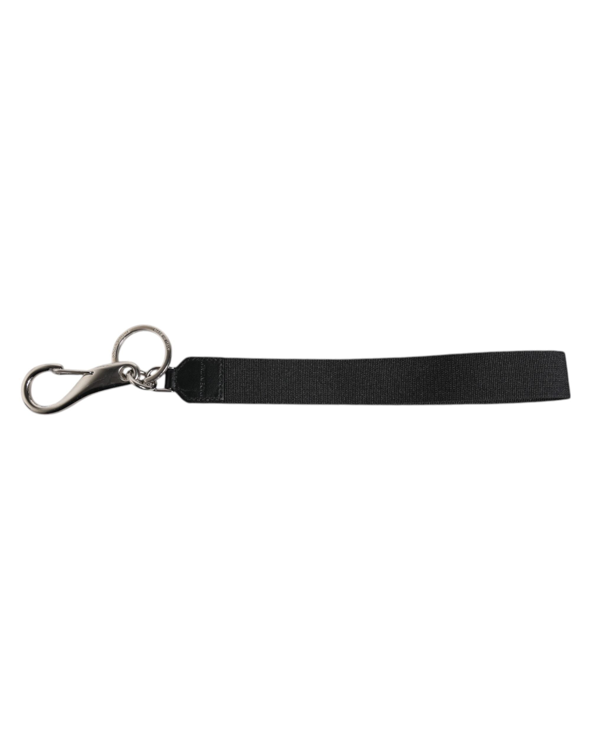 Dolce & Gabbana svart nylonlogotyp DG Crown herrnyckelring