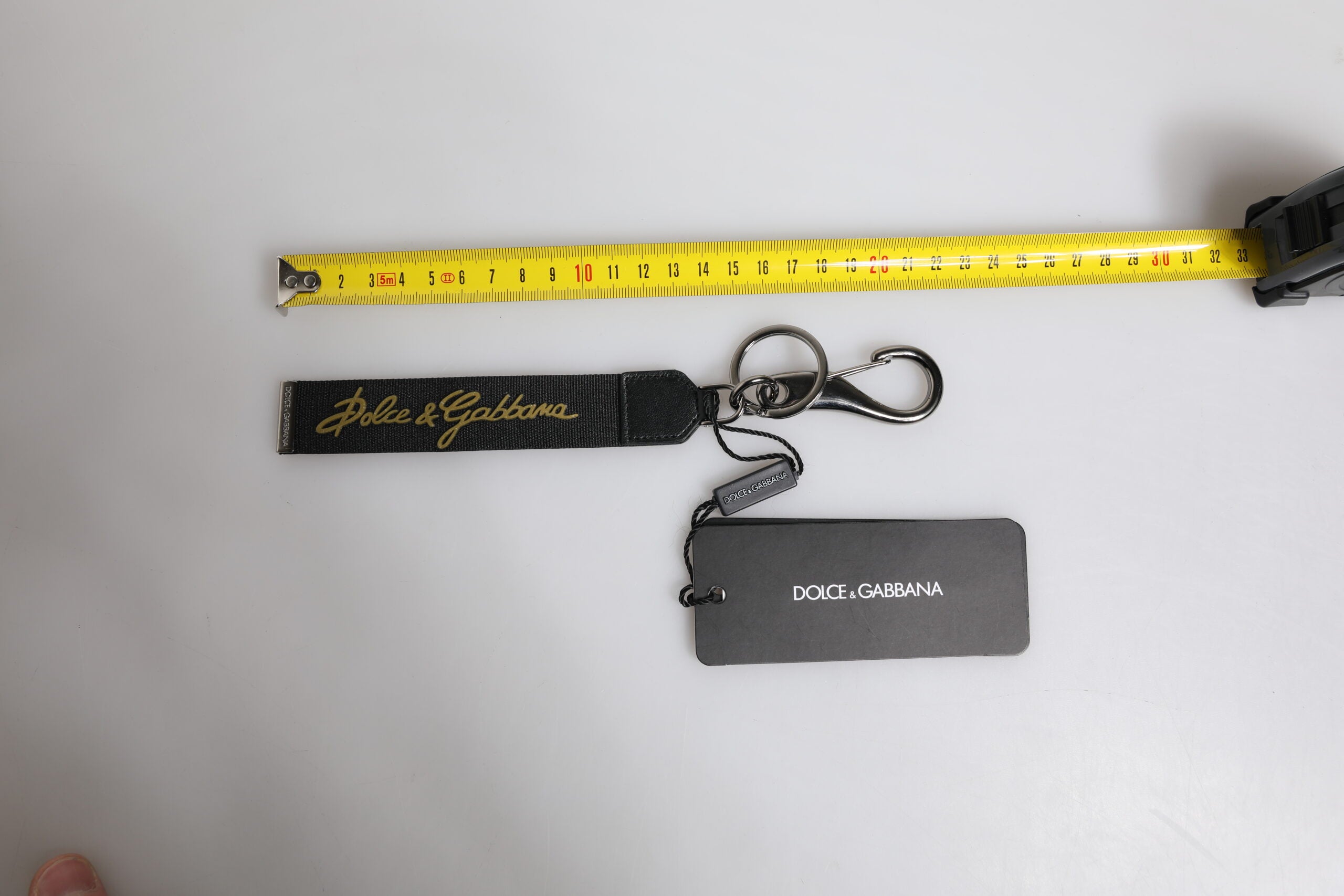 Dolce & Gabbana Svart Logotyp Nylon Silver Mässing Herr Hållare Nyckelring
