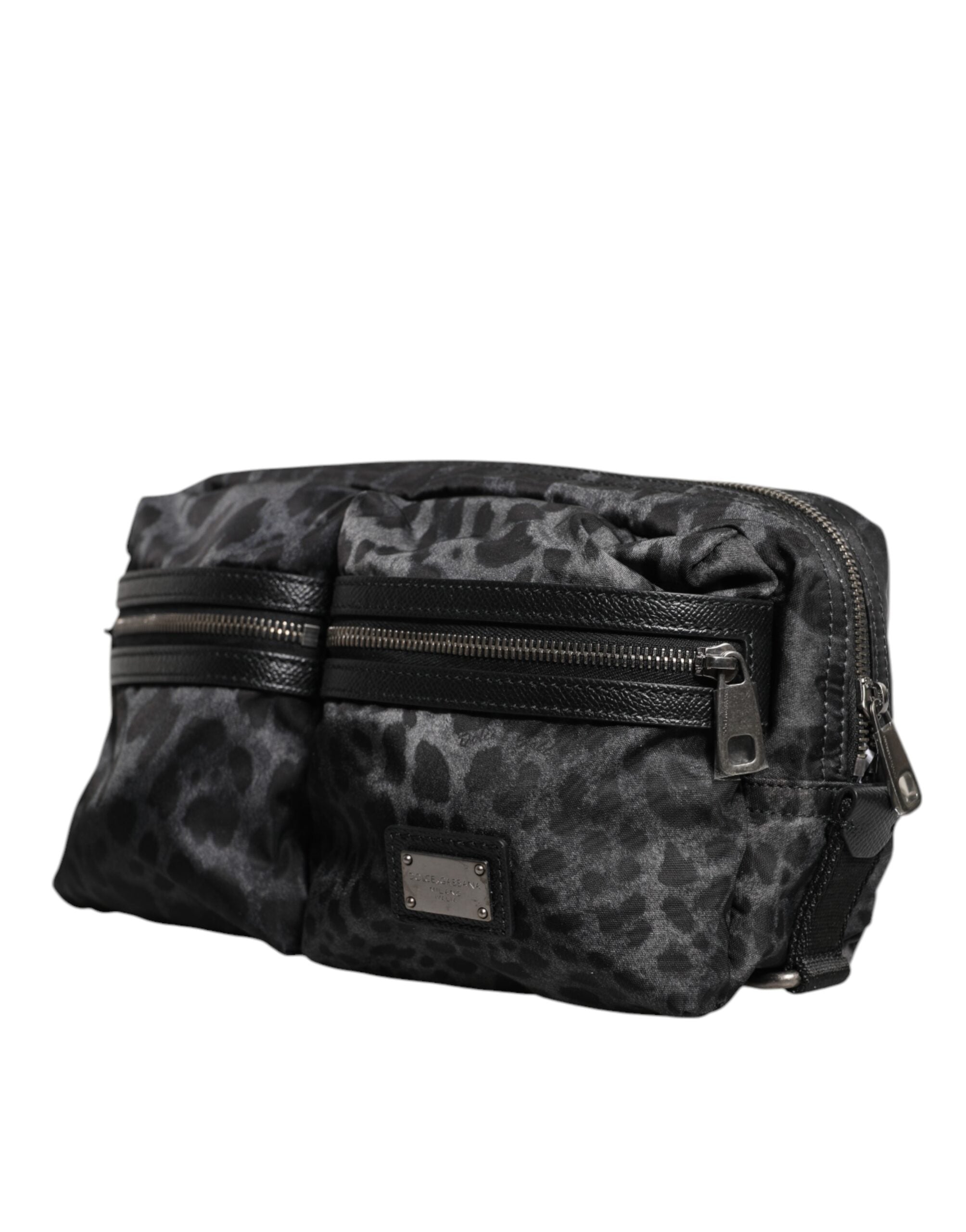 Dolce & Gabbana Svart Grå Leopard DG Logotyp Midjeväska