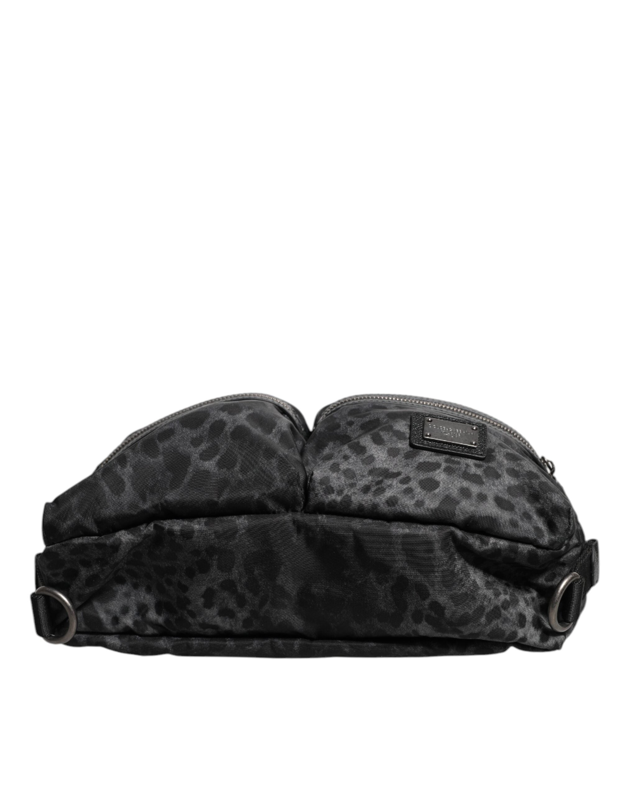 Dolce & Gabbana Svart Grå Leopard DG Logotyp Midjeväska