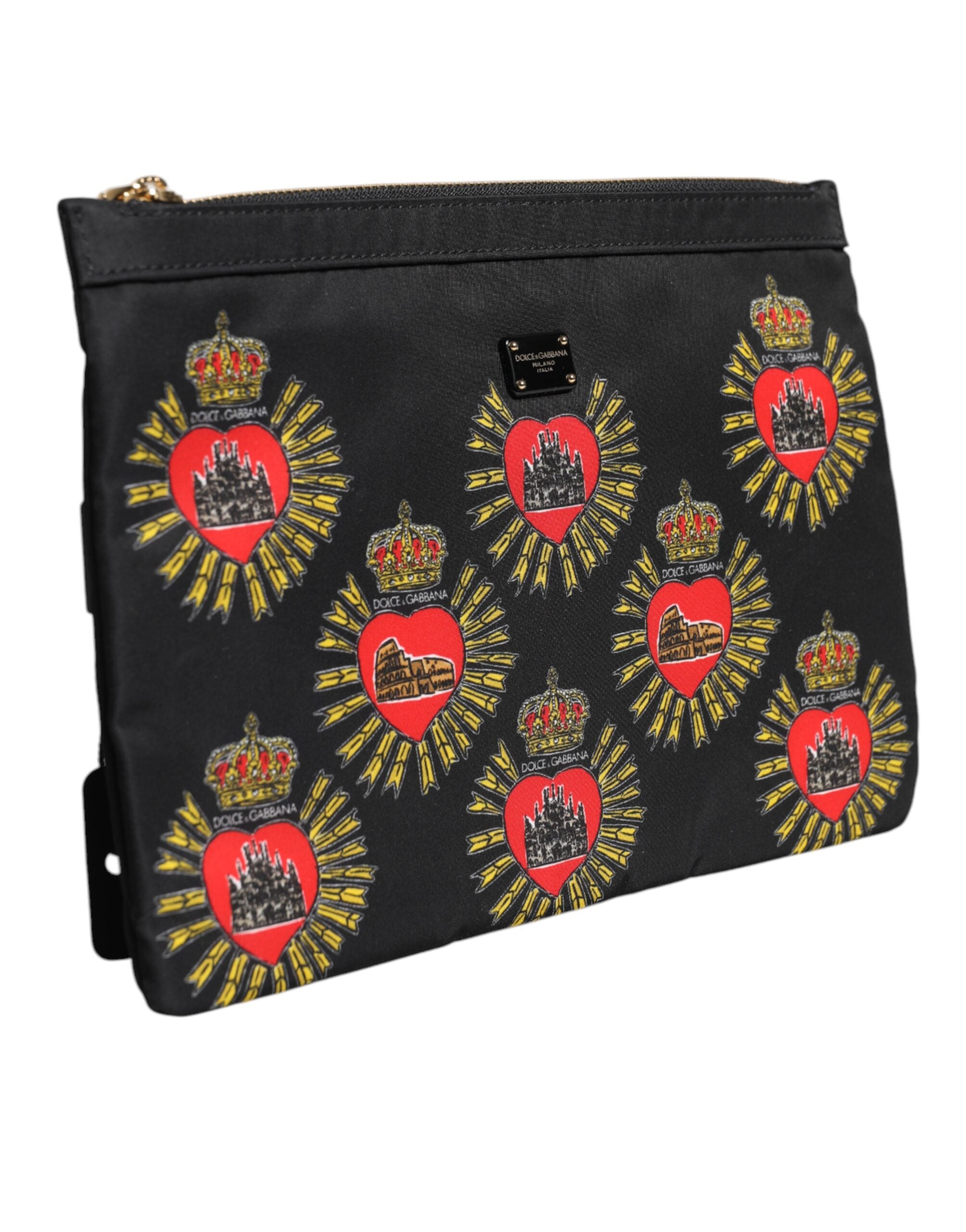 Dolce & Gabbana svartröd nylon Sacred Heart kuvertväska