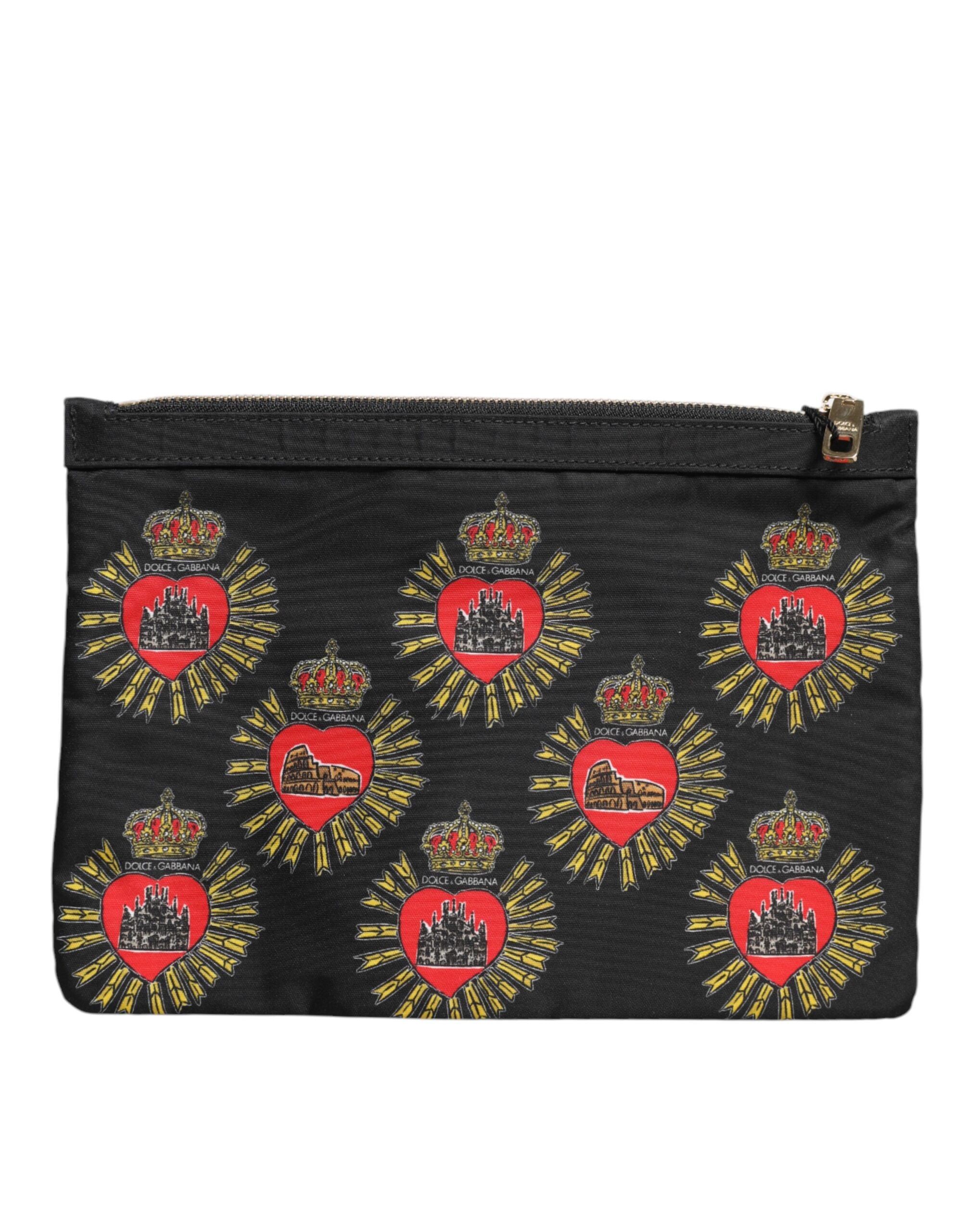 Dolce & Gabbana svartröd nylon Sacred Heart kuvertväska