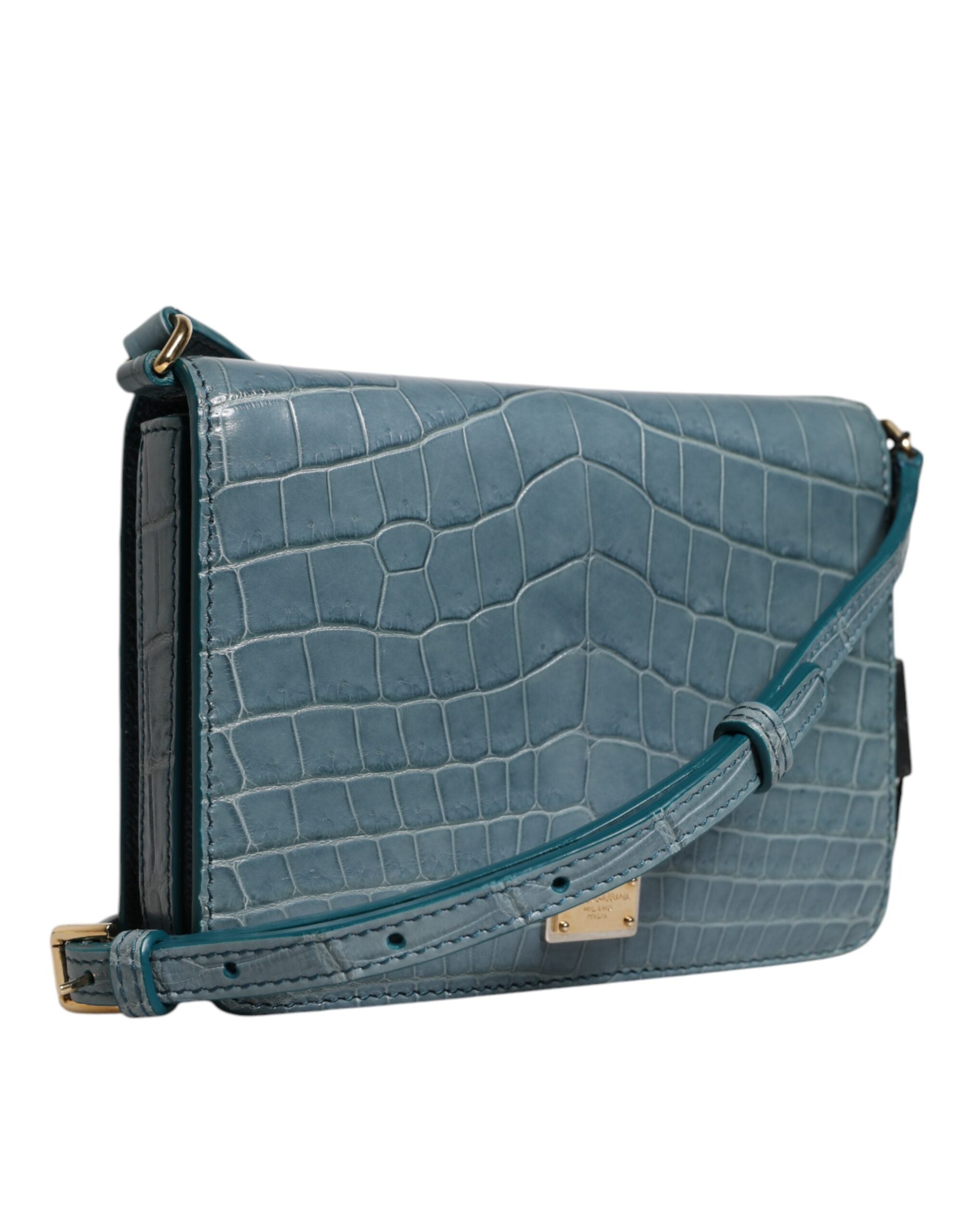 Dolce & Gabbana Grön Exotisk Läder DG Plaque Axelremsväska Mini