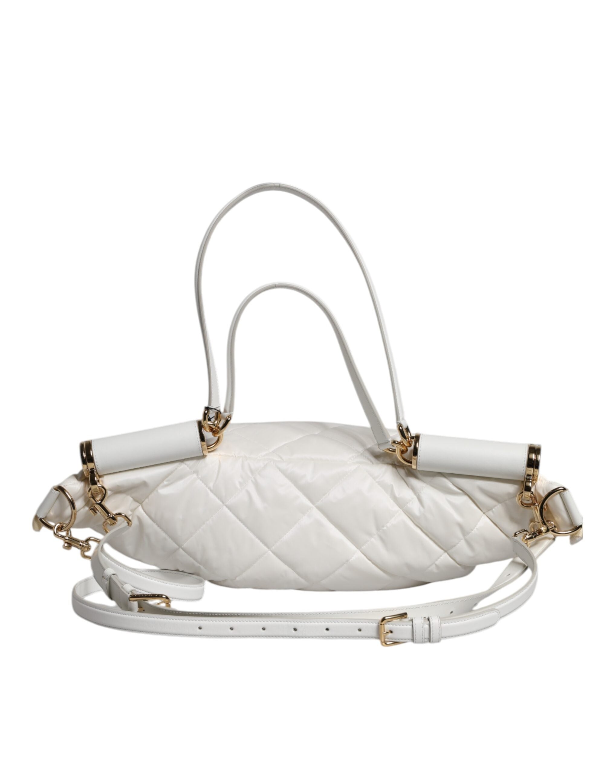 Dolce & Gabbana Vit Quilted Logotypplackad Midjeväska