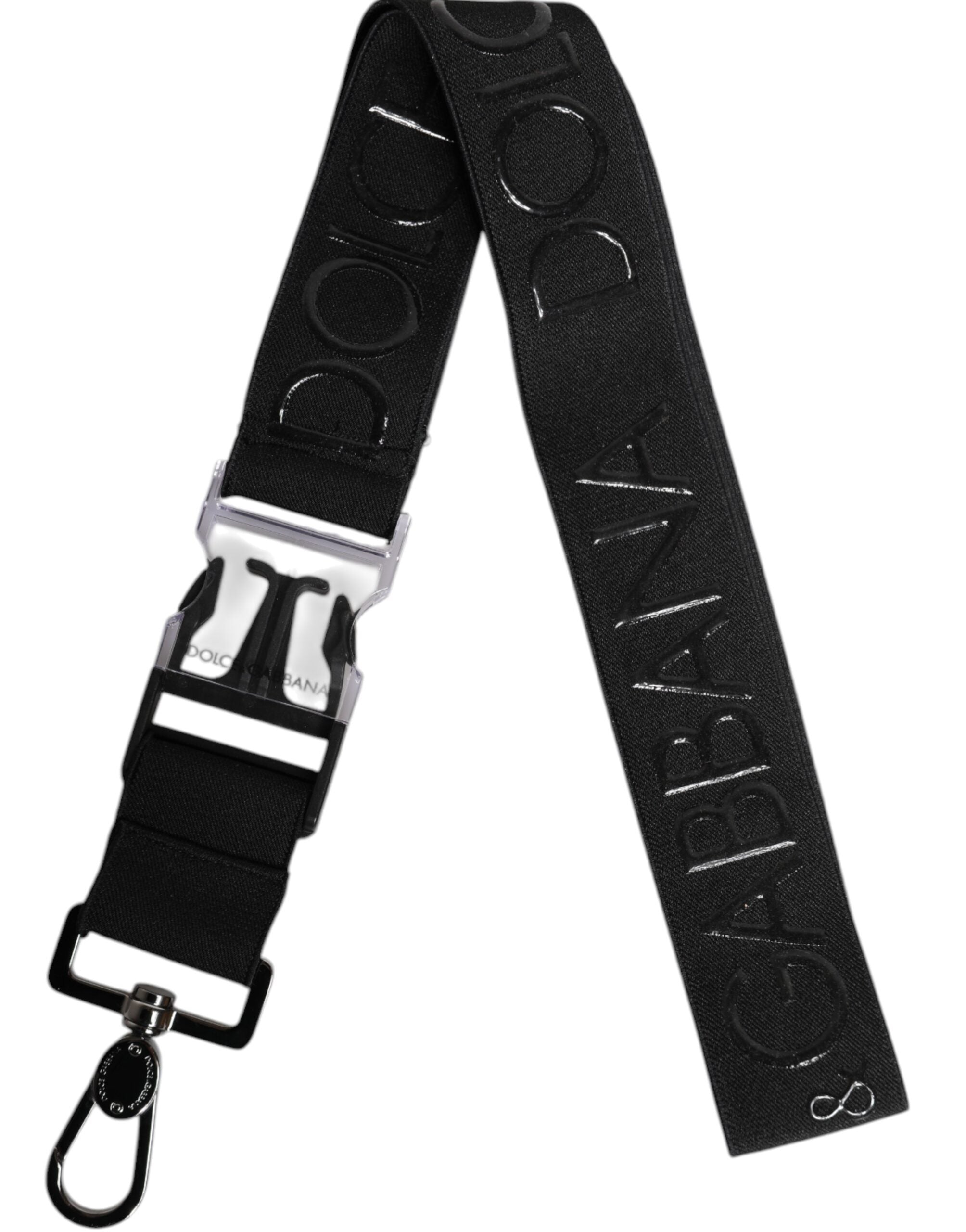 Dolce & Gabbana svart stretchig polyester gummierad nyckelring med DG-logotyp