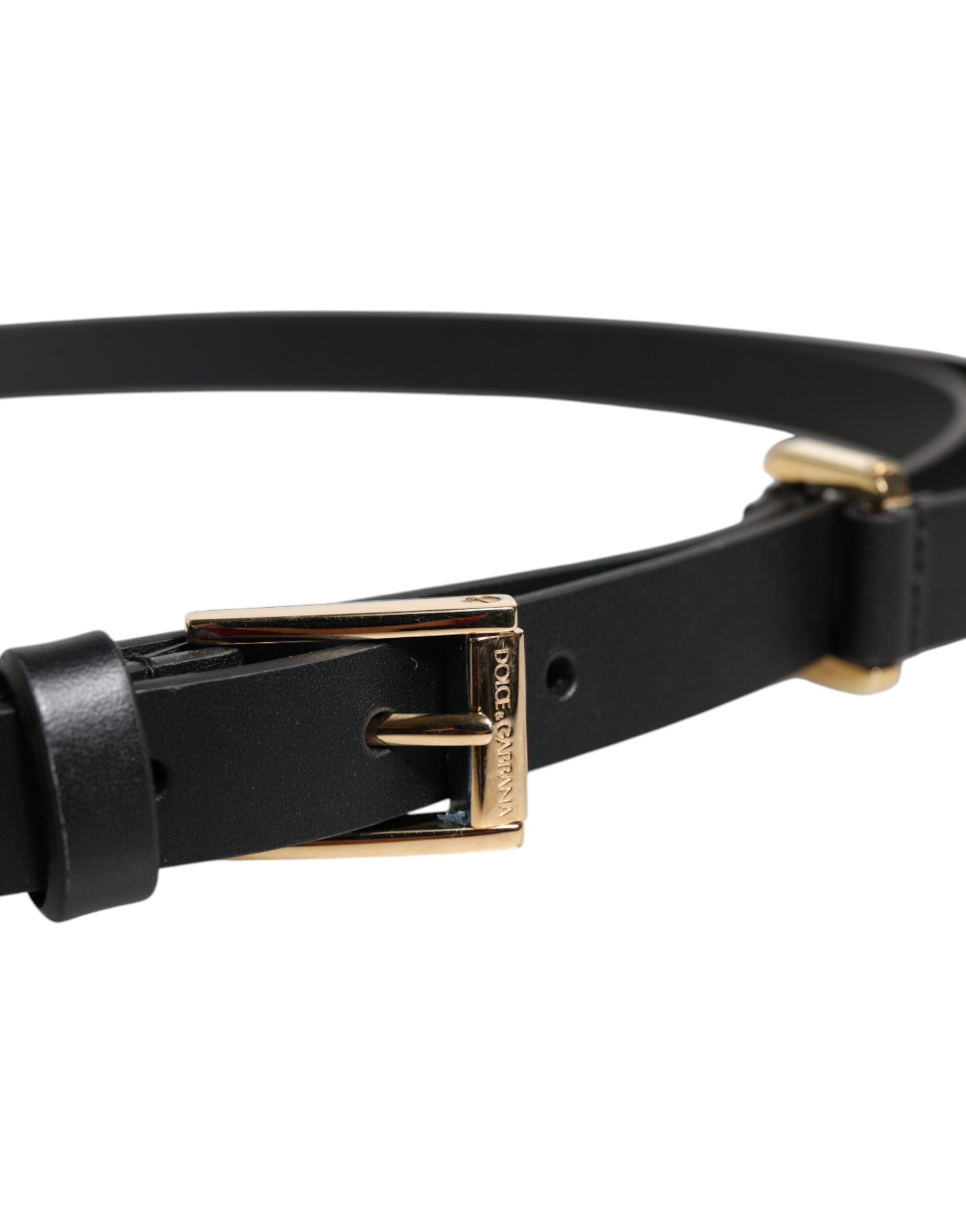 Dolce & Gabbana Svart Kalvskinnsbälte med Guldfärgat Metallspänne