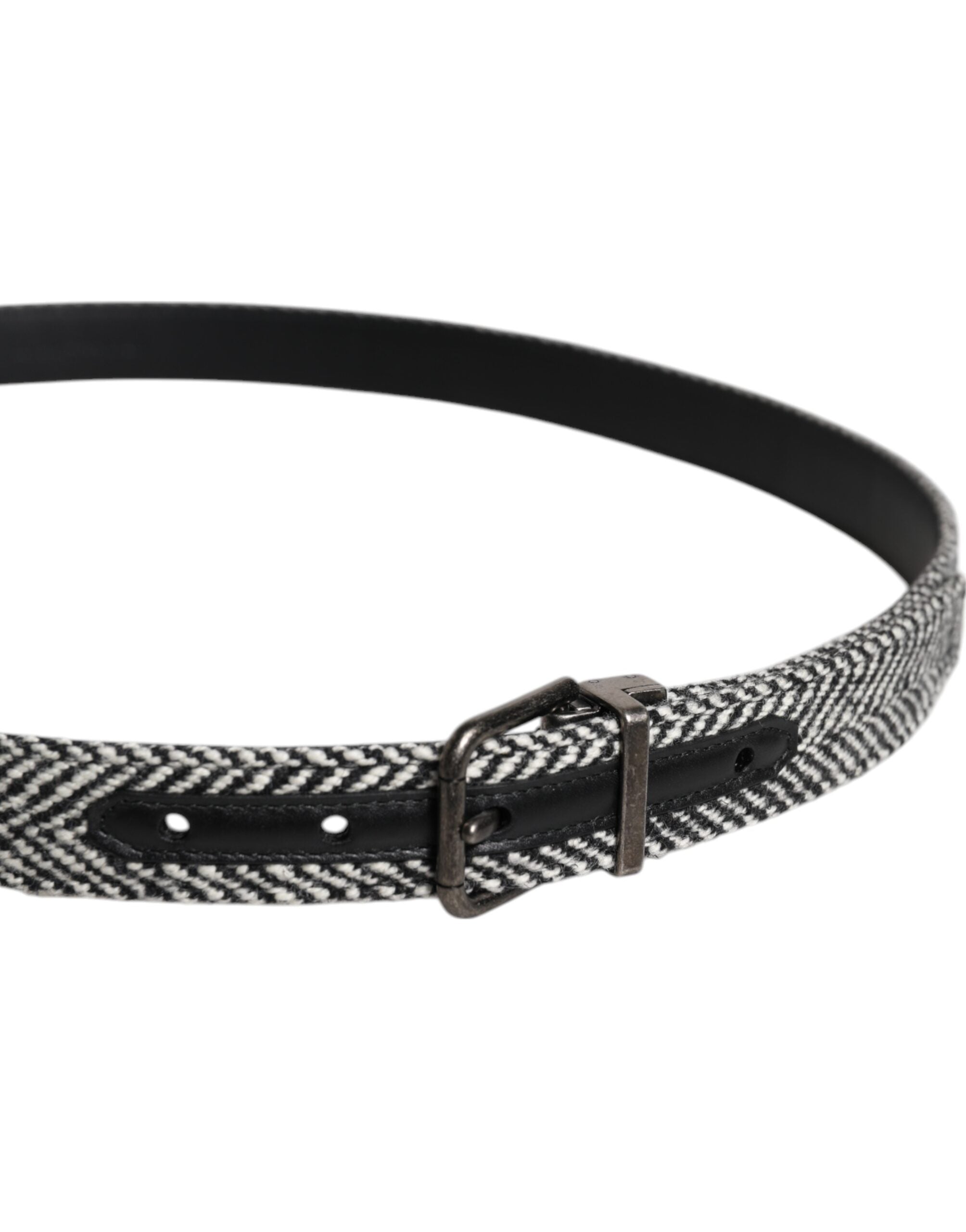 Dolce & Gabbana Svartvitt Silvertonat Metallspännesbälte