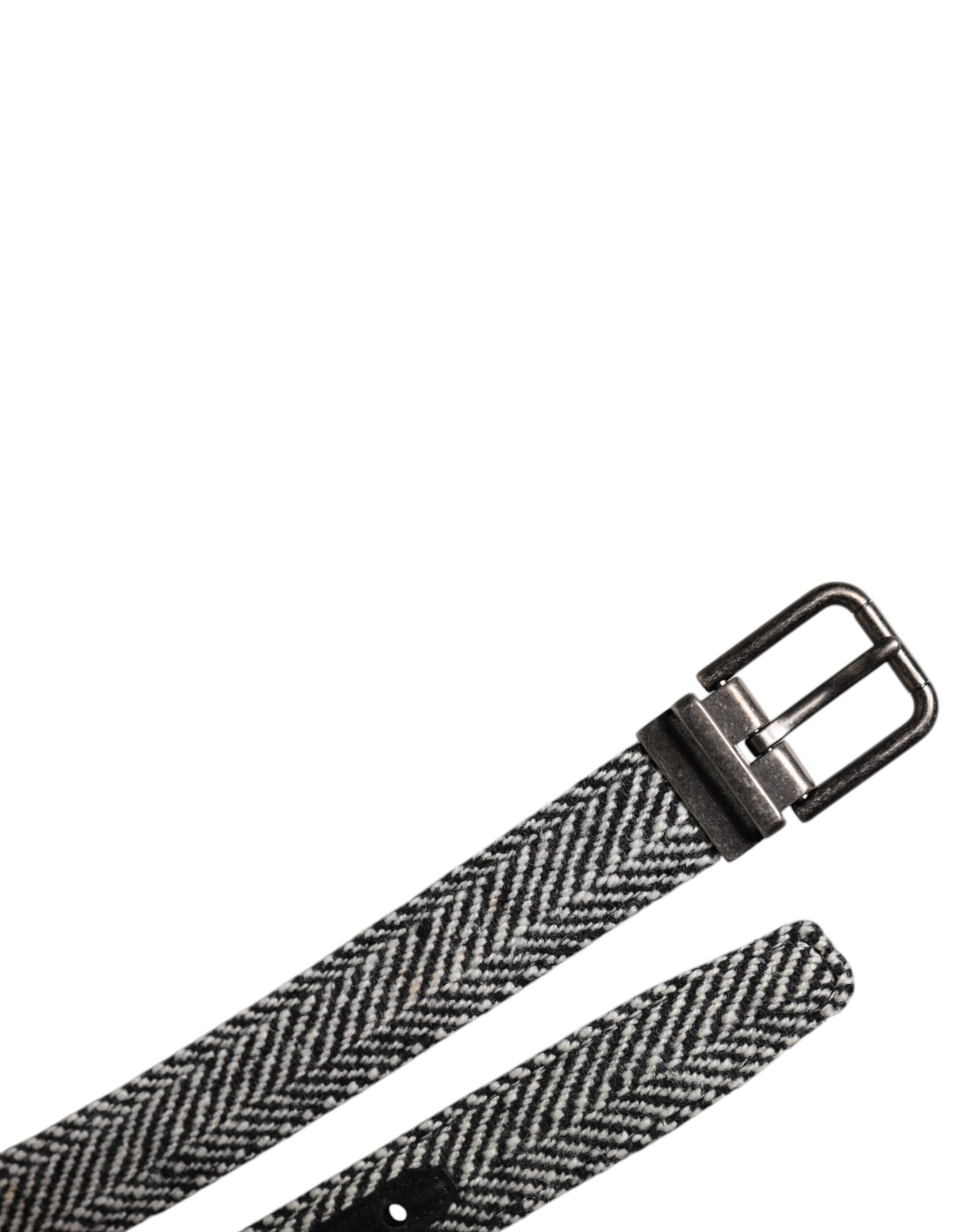 Dolce & Gabbana Svartvitt Silvertonat Metallspännesbälte