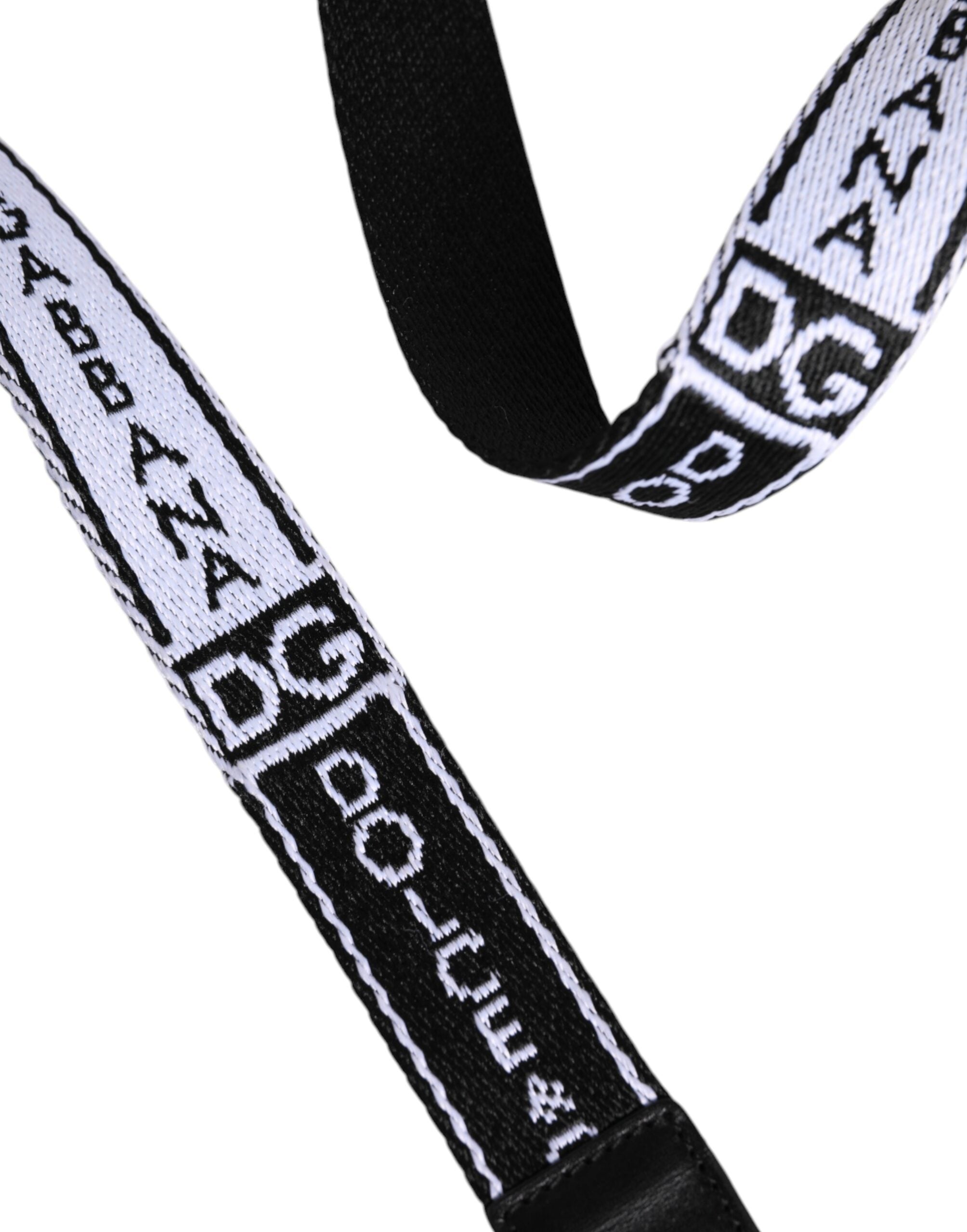 Dolce & Gabbana Svartvitt Tryckt Metallbälte med Logotypspänne