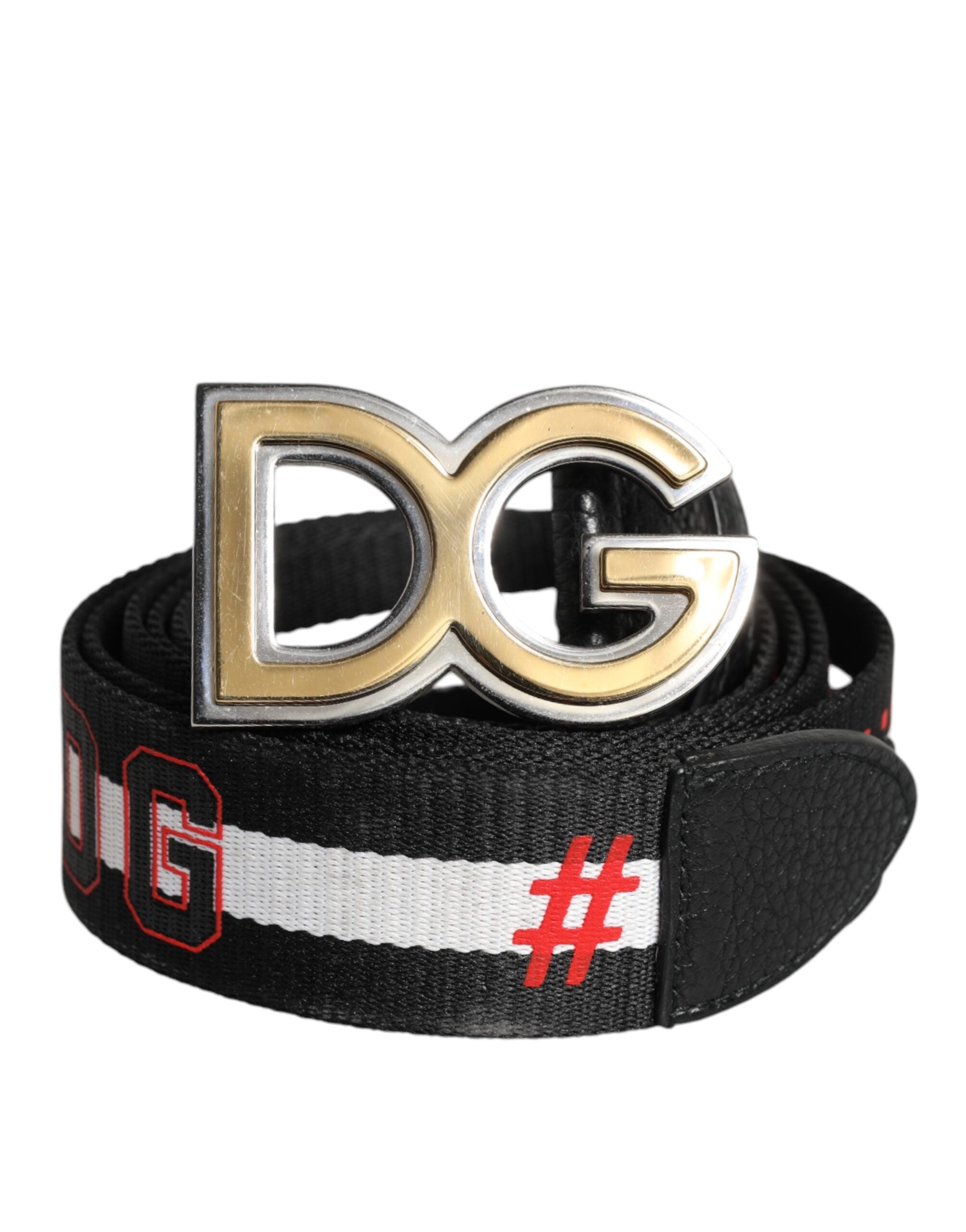 Dolce & Gabbana Svartvitt Tryckt Metallbälte med Logotypspänne