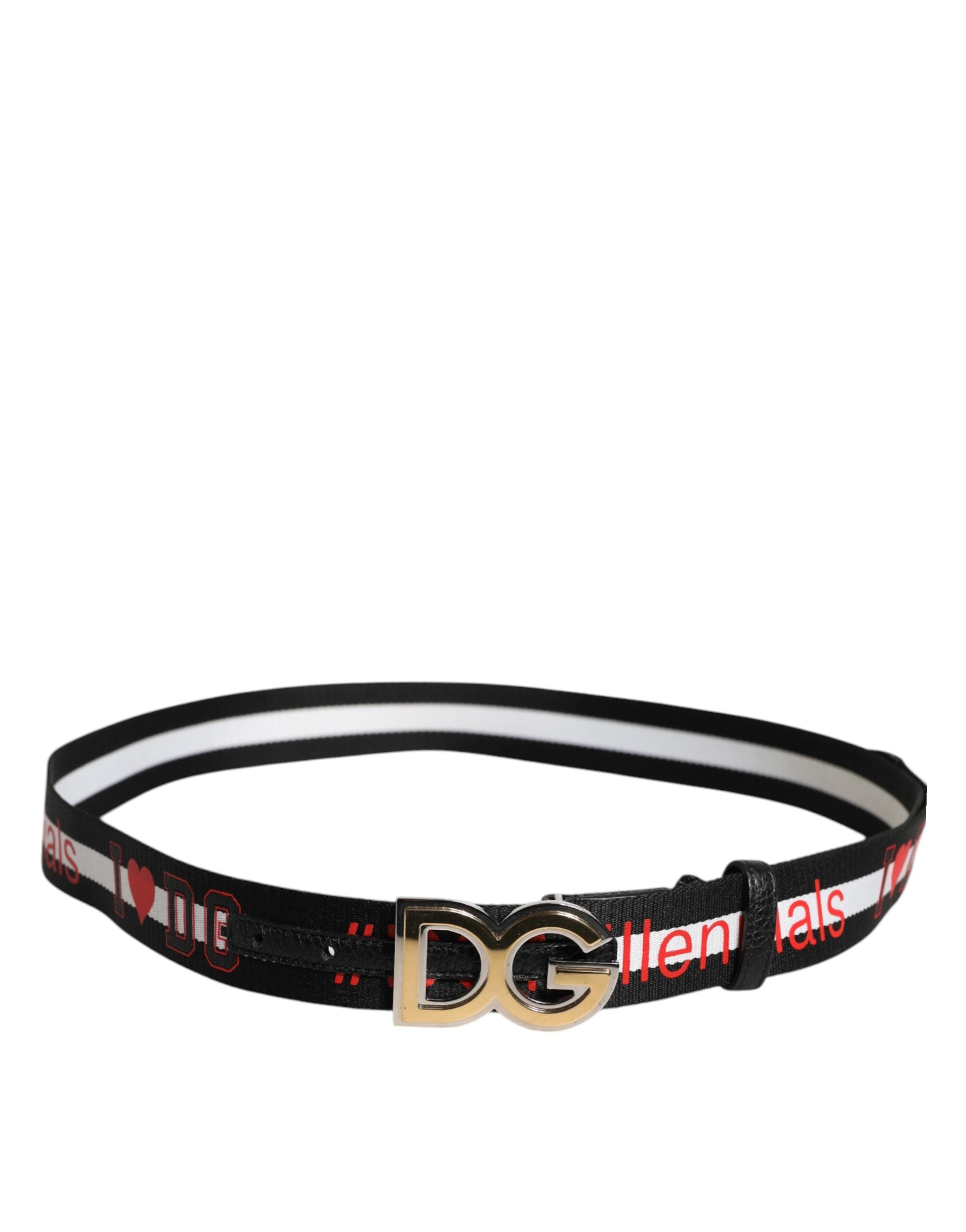 Dolce & Gabbana Svartvitt Tryckt Metallbälte med Logotypspänne