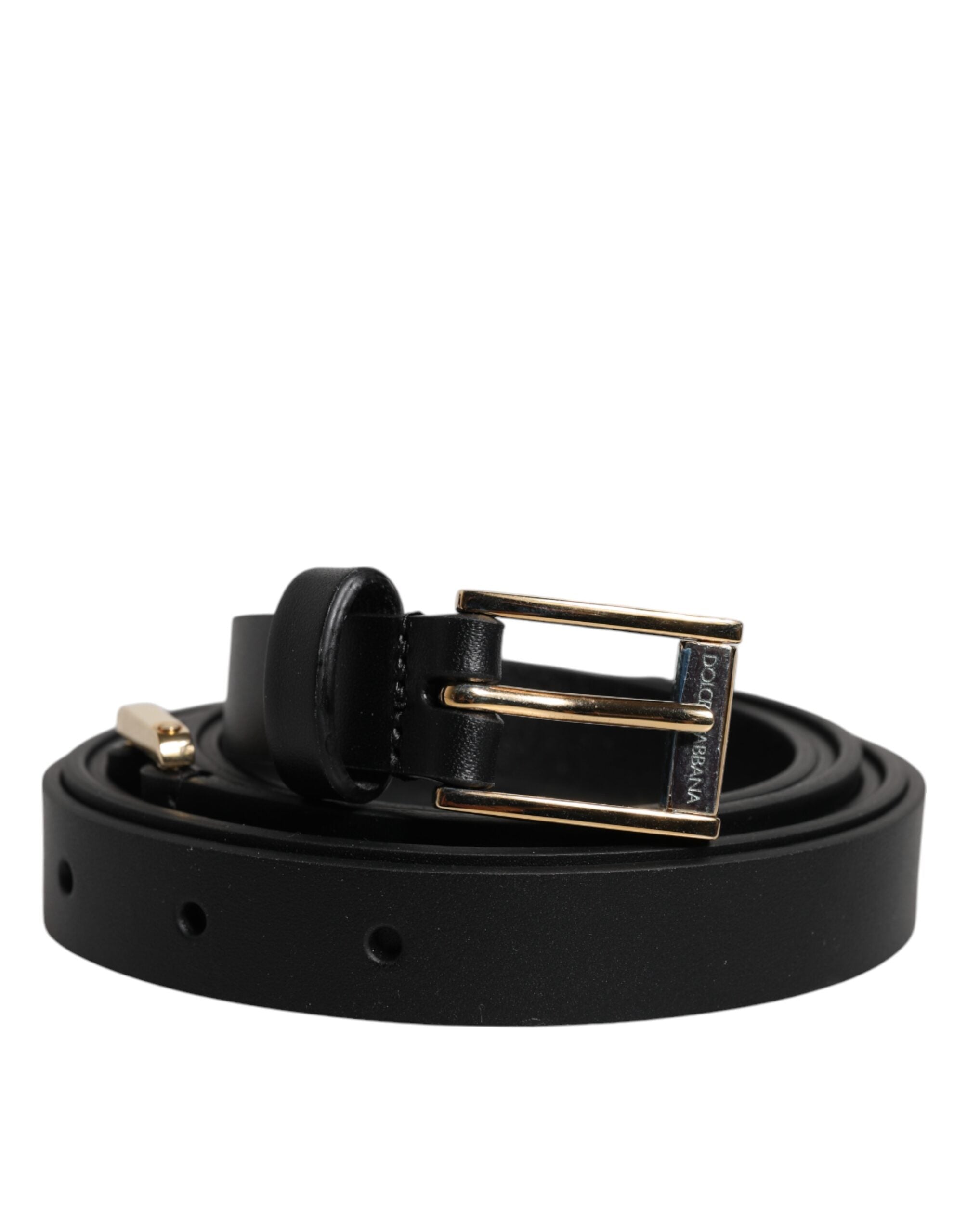 Dolce & Gabbana Svart Kalvskinnsbälte Klassiskt Metallspänne med Logotyp