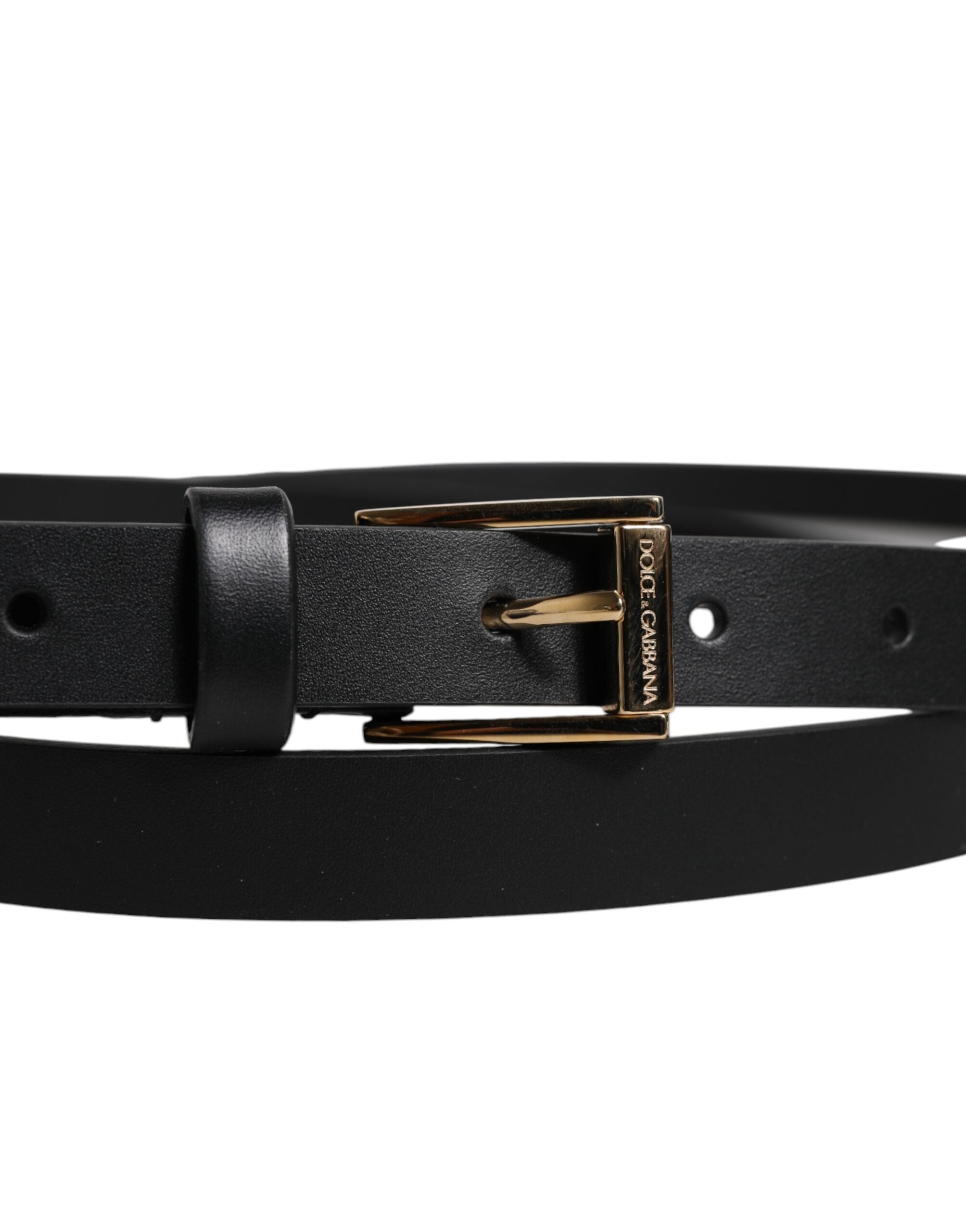 Dolce & Gabbana Svart Kalvskinnsbälte Klassiskt Metallspänne med Logotyp