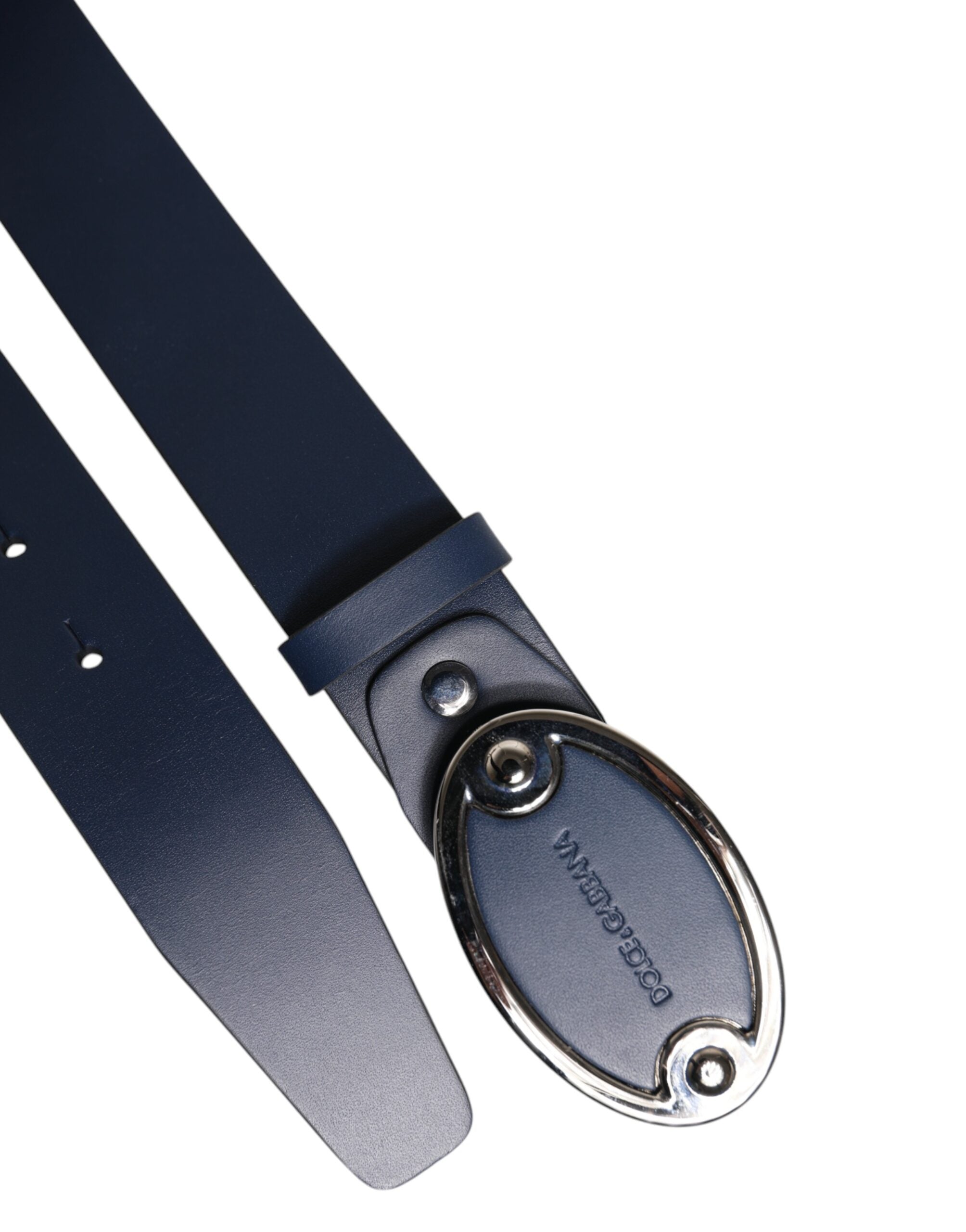 Dolce & Gabbana Blått Läderbälte med Klassiskt Metallspänne och Logotyp