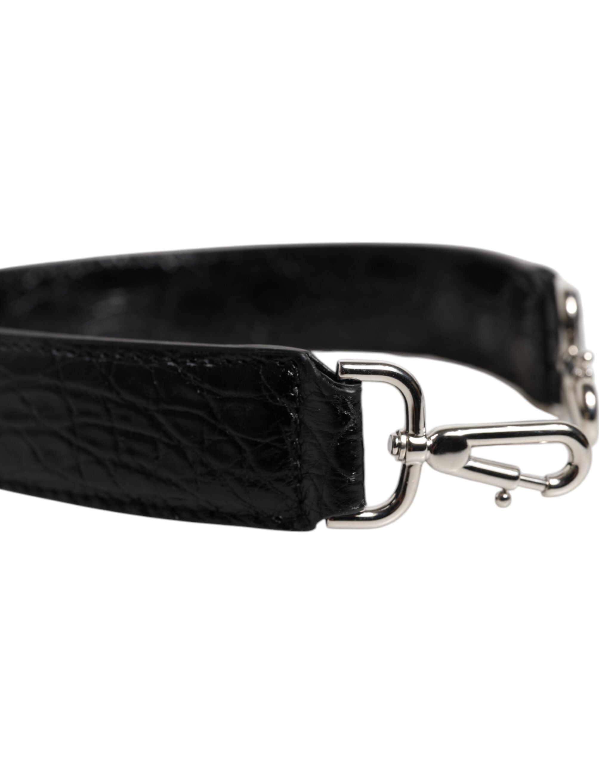 Dolce & Gabbana svart axelrem i alligatorläder
