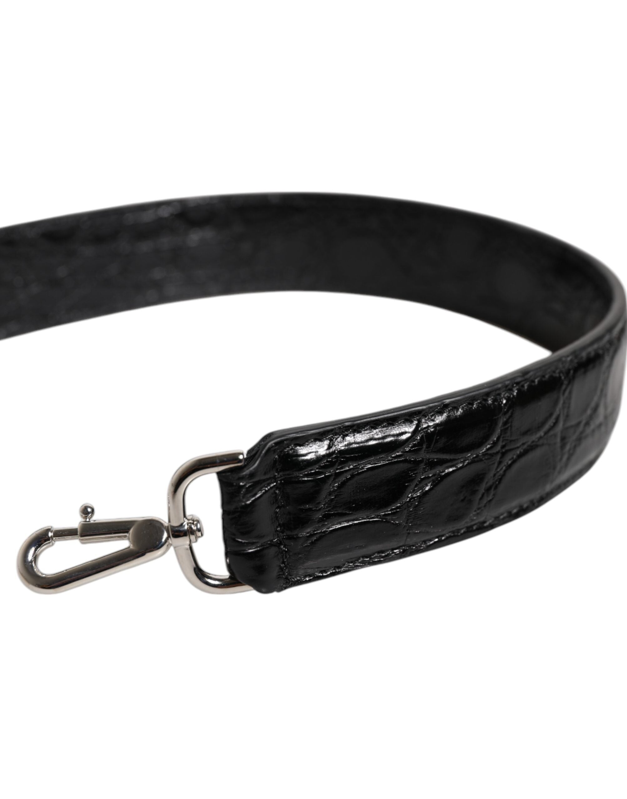 Dolce & Gabbana svart axelrem i alligatorläder