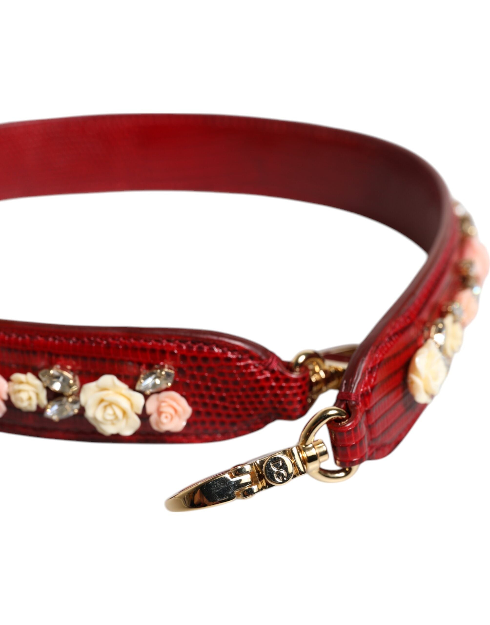 Dolce & Gabbana Röd Läderväska Med Blommig Utsmyckning Axelrem
