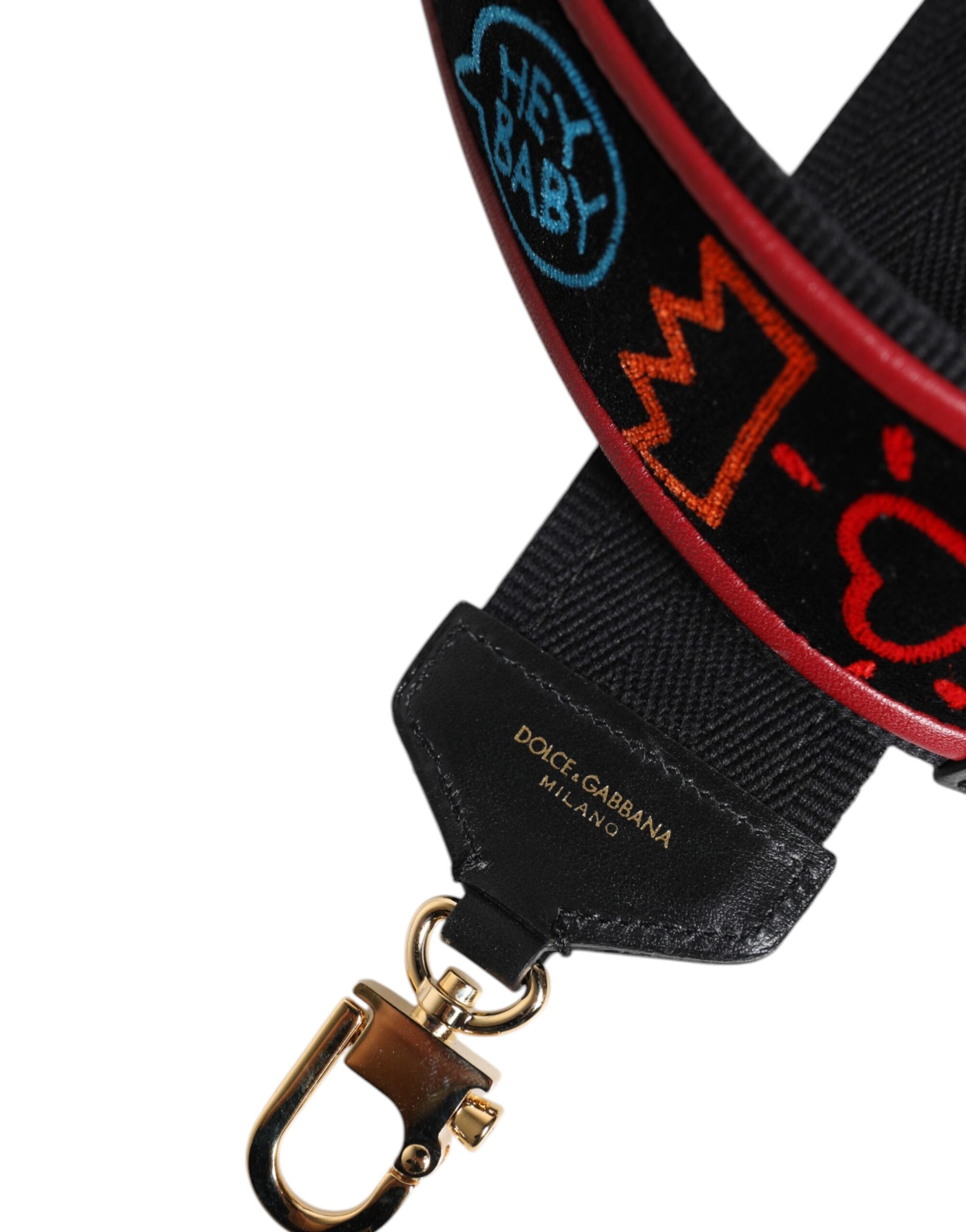 Dolce & Gabbana svart bomullsväska med tryck och axelrem