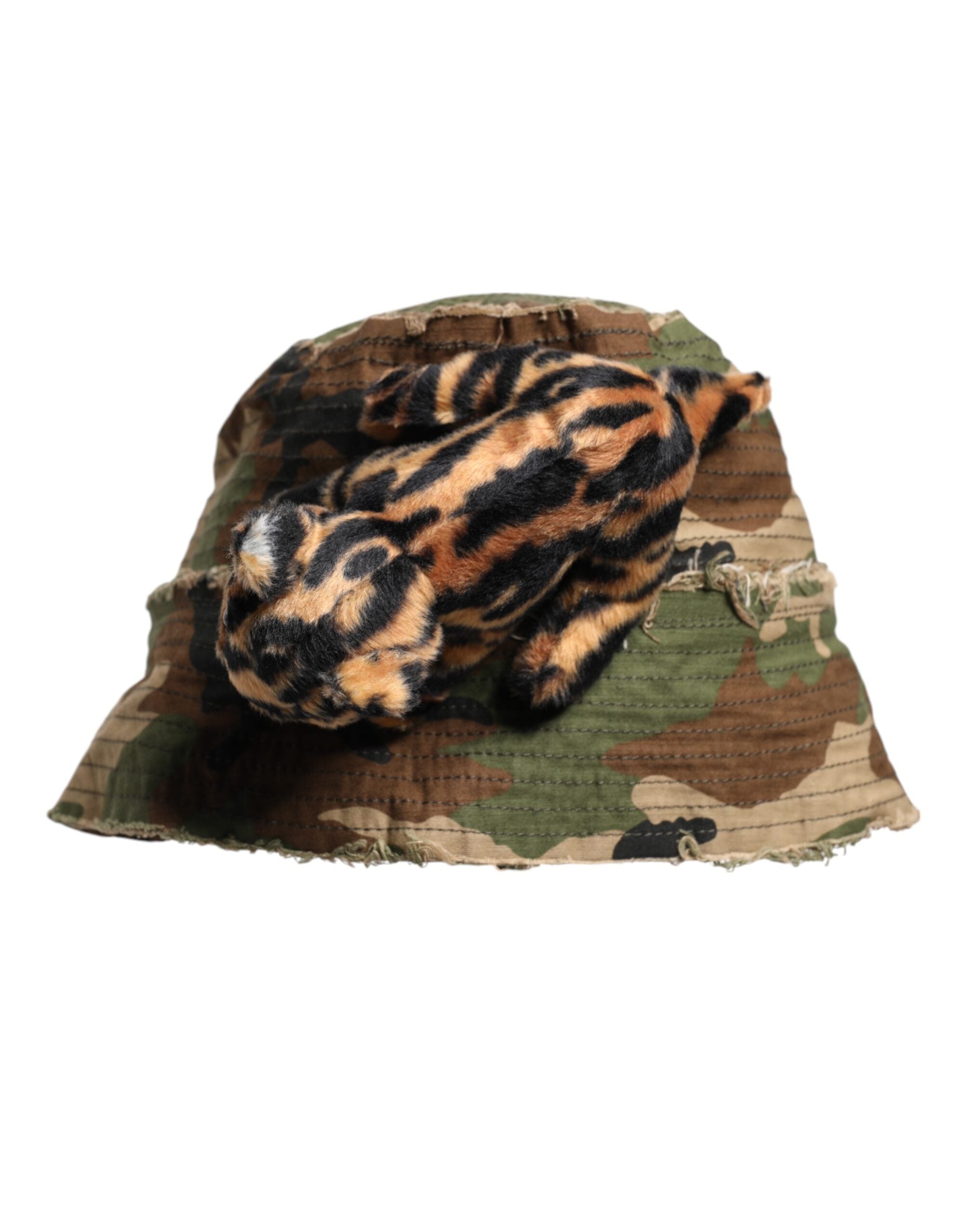 Dolce & Gabbana Flerfärgad Leopardutsmyckad Bucket Hatt Med Bred Brätte