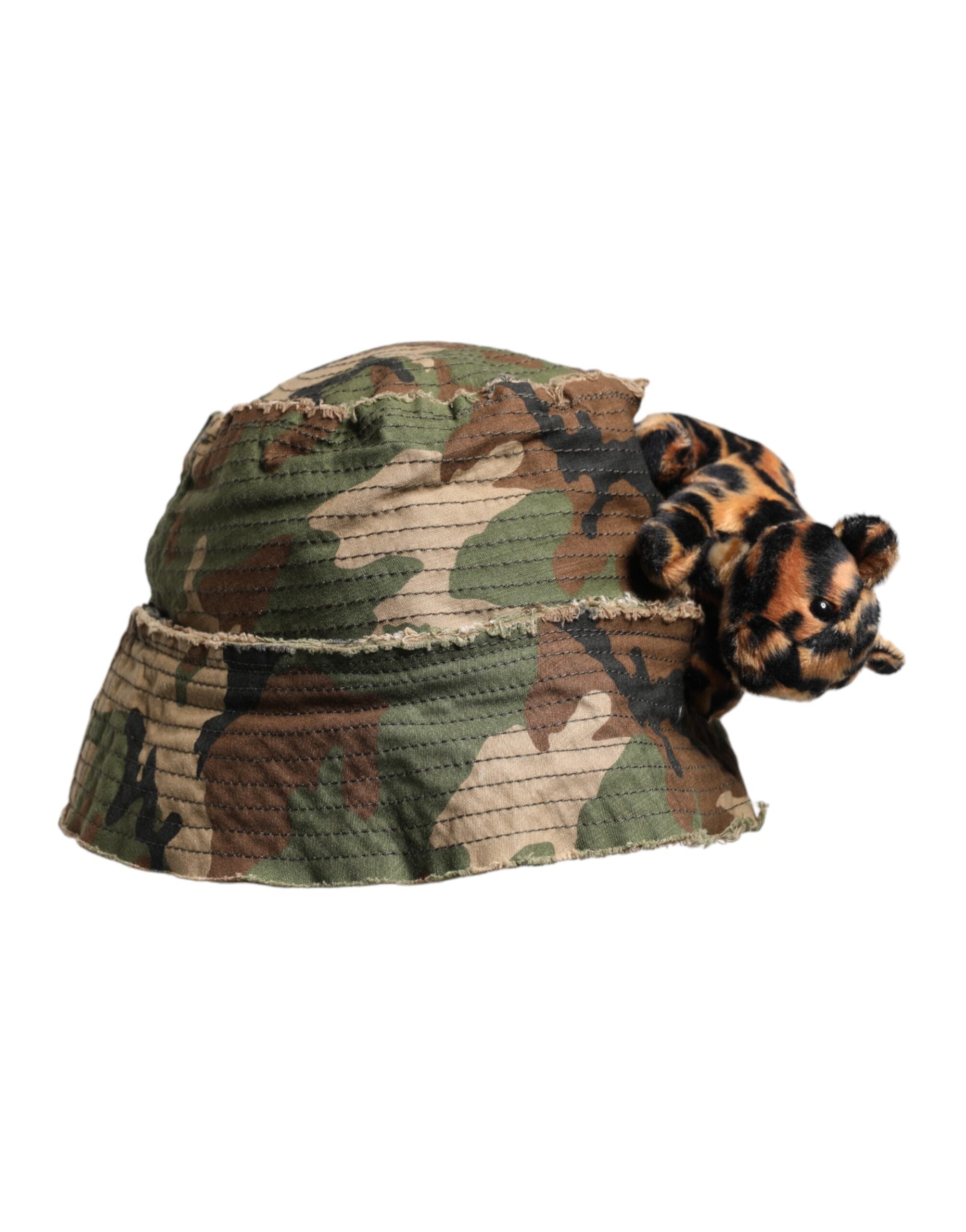 Dolce & Gabbana Flerfärgad Leopardutsmyckad Bucket Hatt Med Bred Brätte