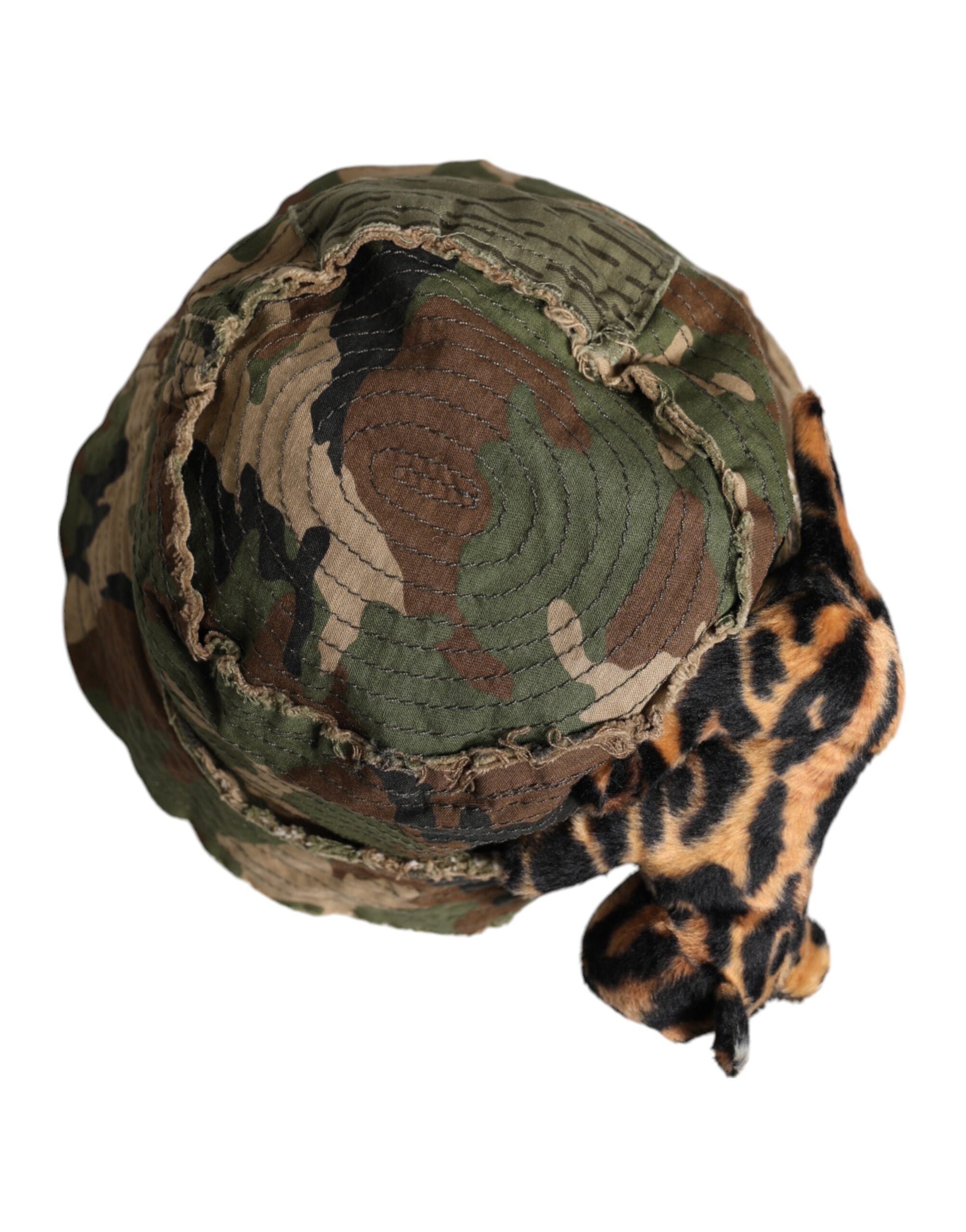 Dolce & Gabbana Flerfärgad Leopardutsmyckad Bucket Hatt Med Bred Brätte