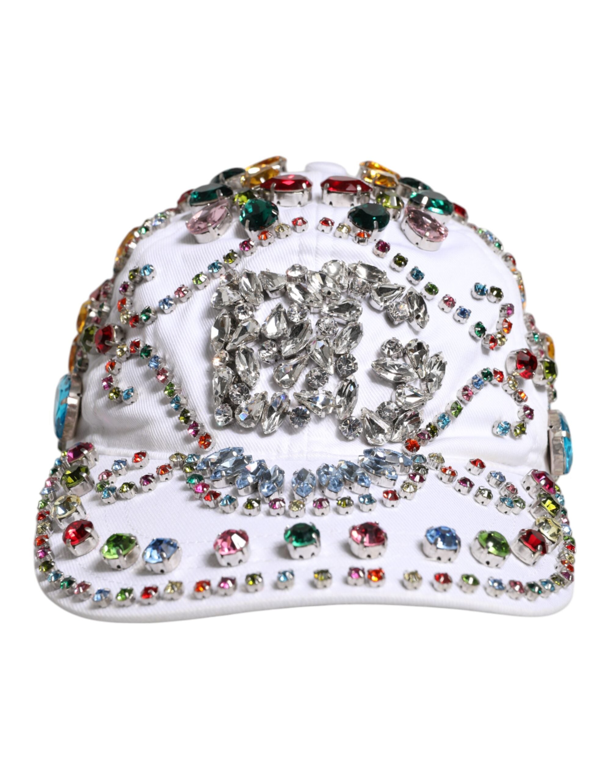Dolce & Gabbana Vit Flerfärgad Kristallutsmyckad Basebollkeps
