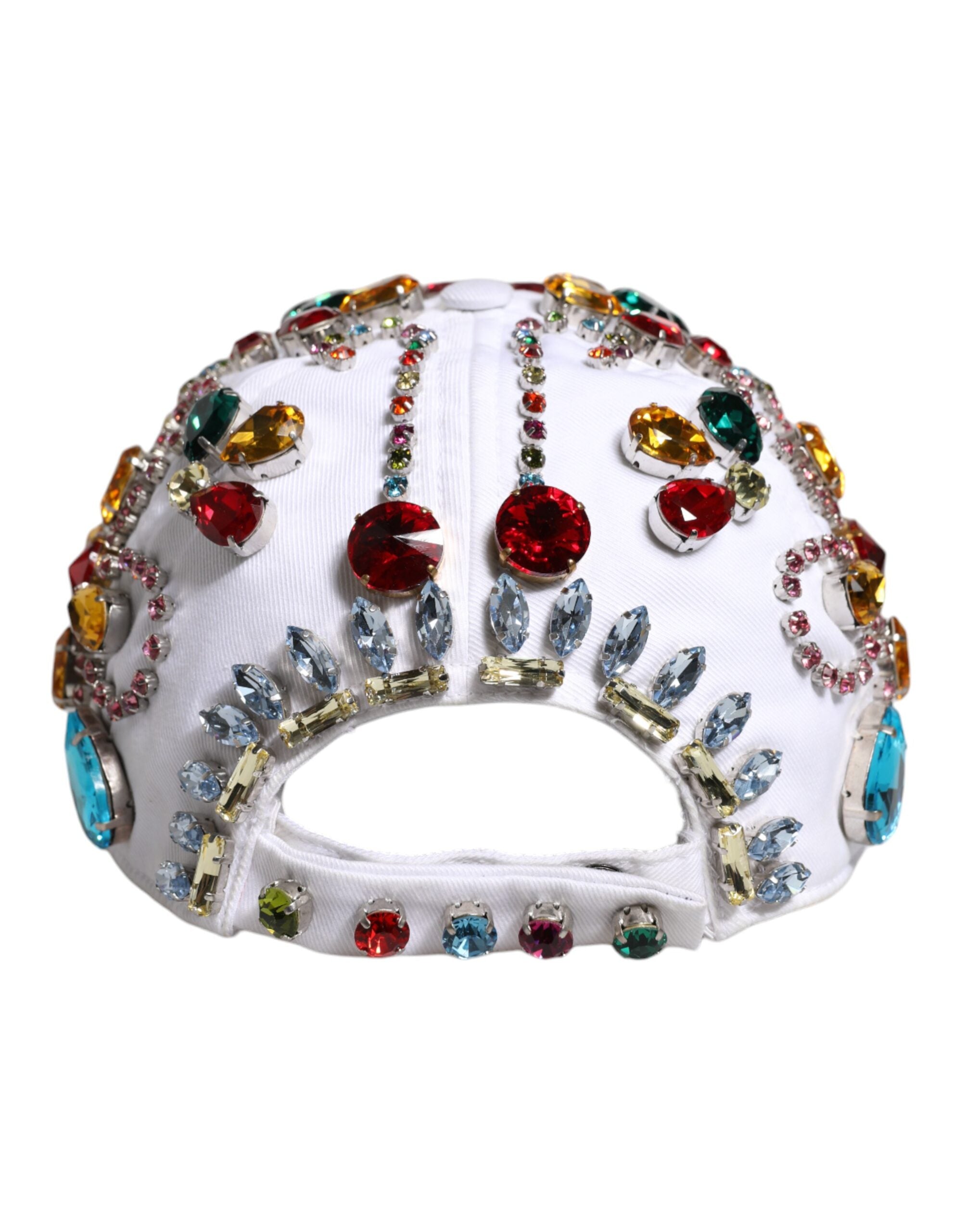 Dolce & Gabbana Vit Flerfärgad Kristallutsmyckad Basebollkeps