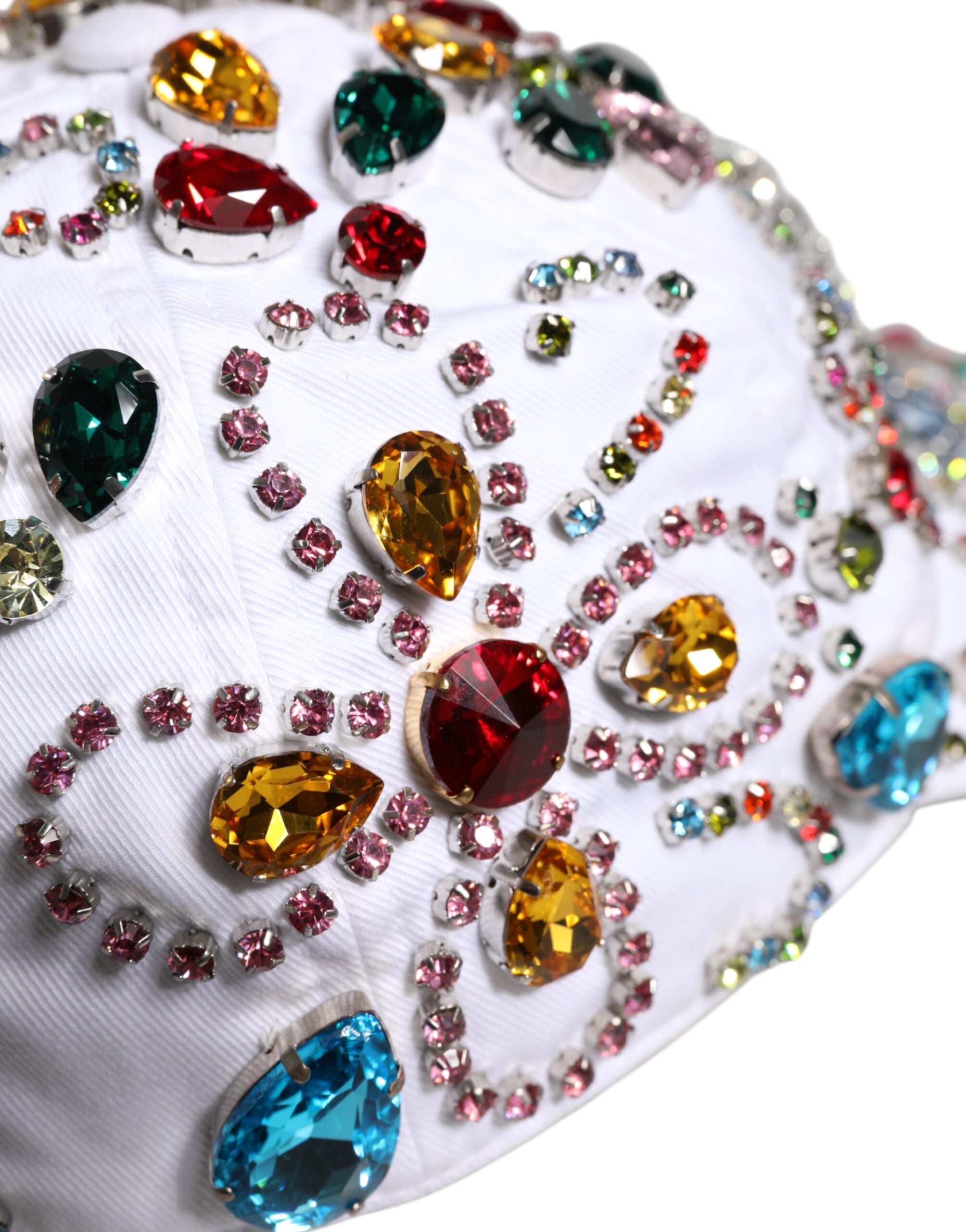 Dolce & Gabbana Vit Flerfärgad Kristallutsmyckad Basebollkeps