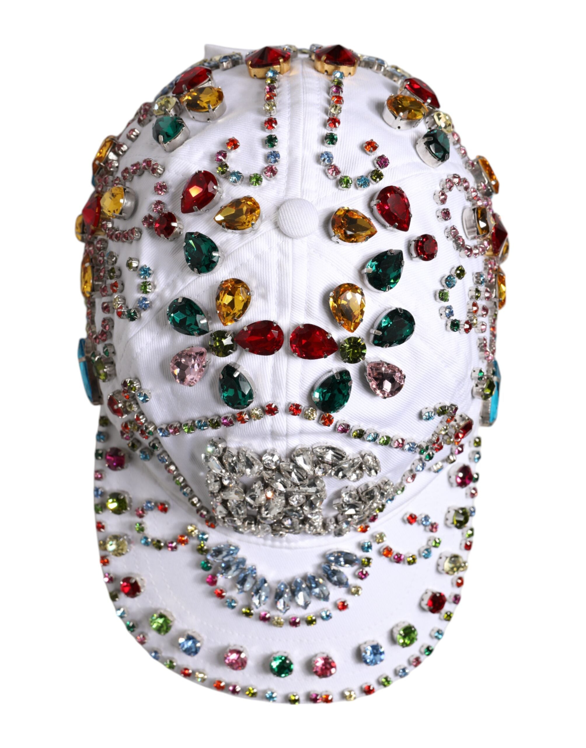 Dolce & Gabbana Vit Flerfärgad Kristallutsmyckad Basebollkeps
