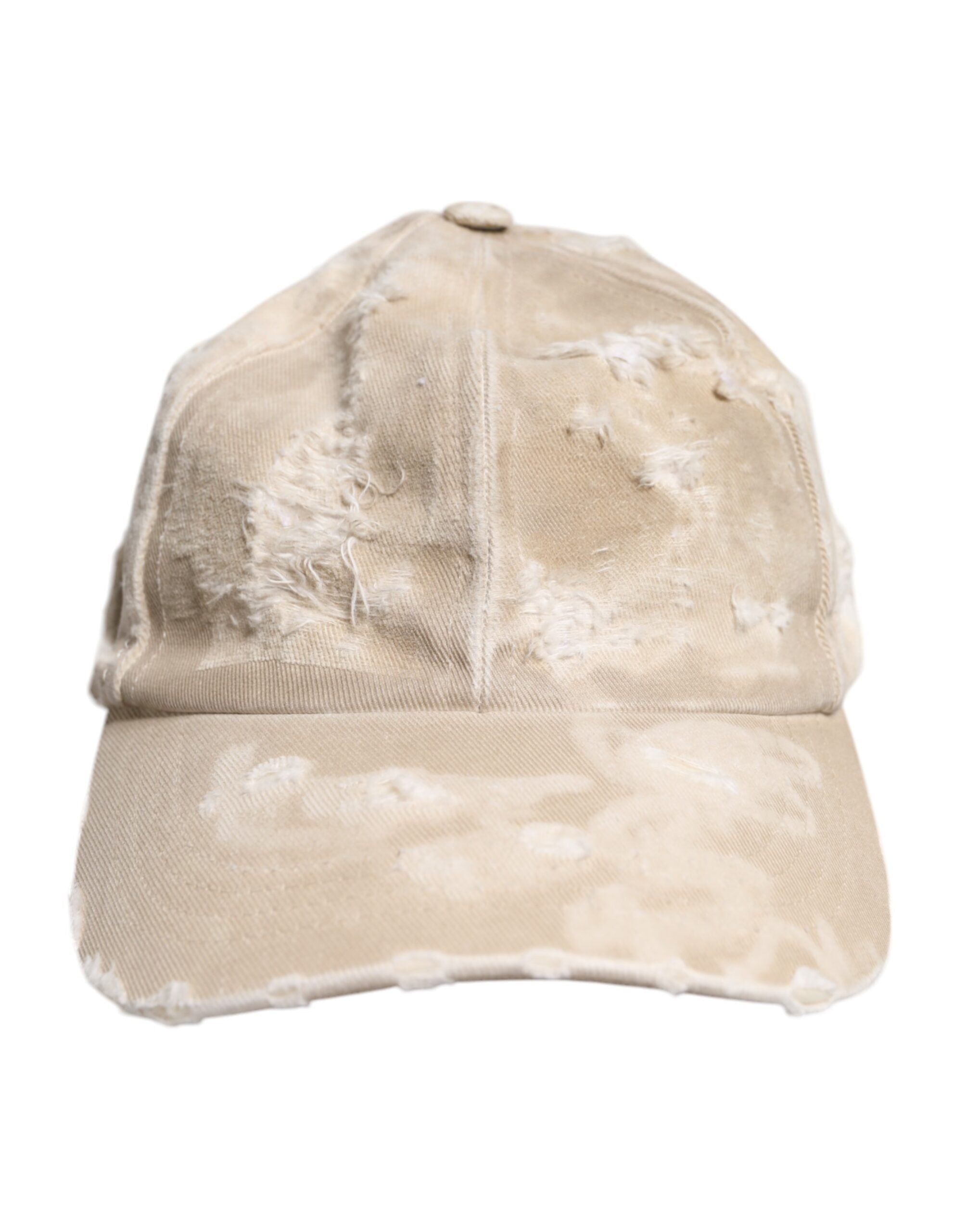 Dolce & Gabbana Beige Trasig Bomulls 6 Paneler Baseballkeps