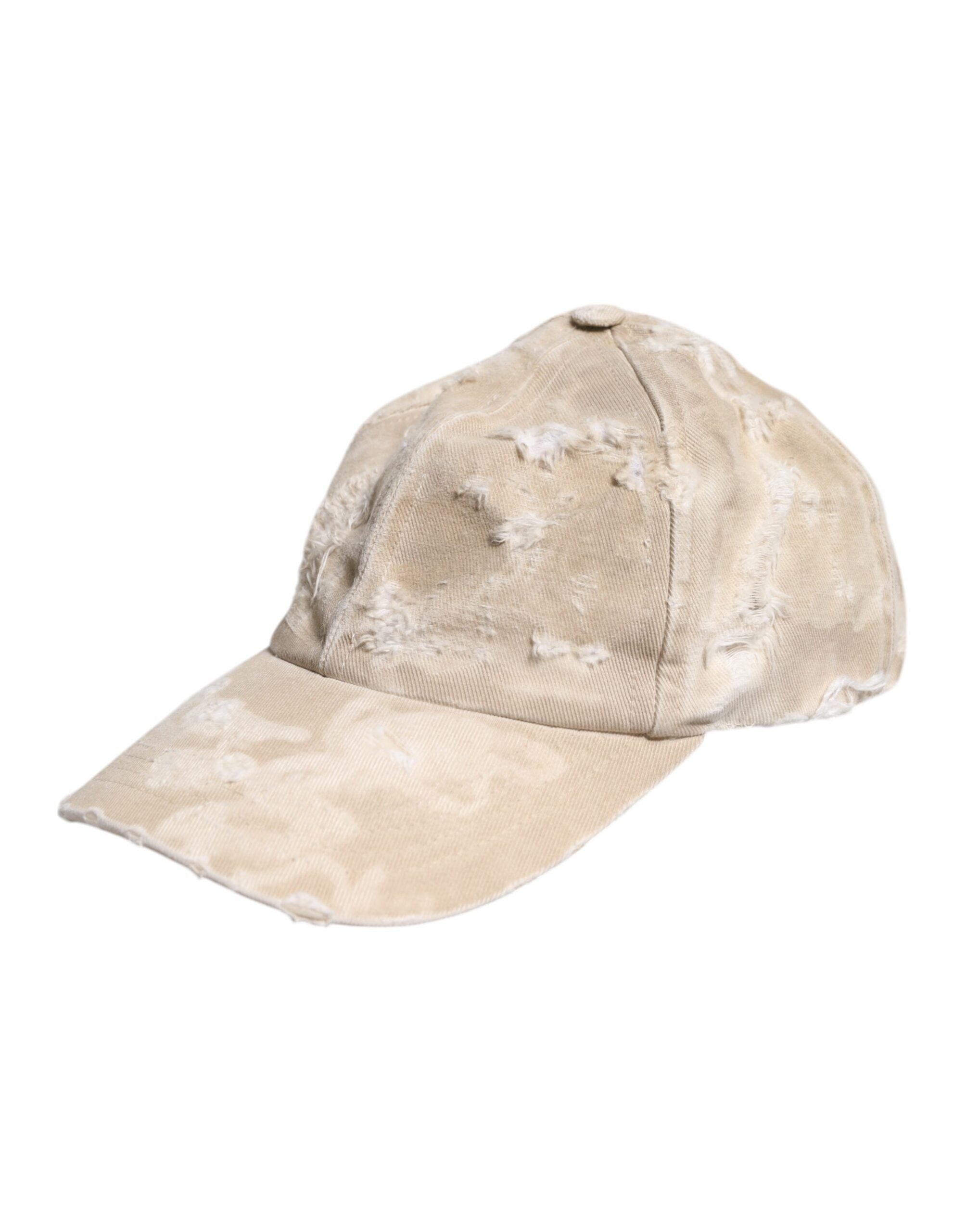 Dolce & Gabbana Beige Trasig Bomulls 6 Paneler Baseballkeps