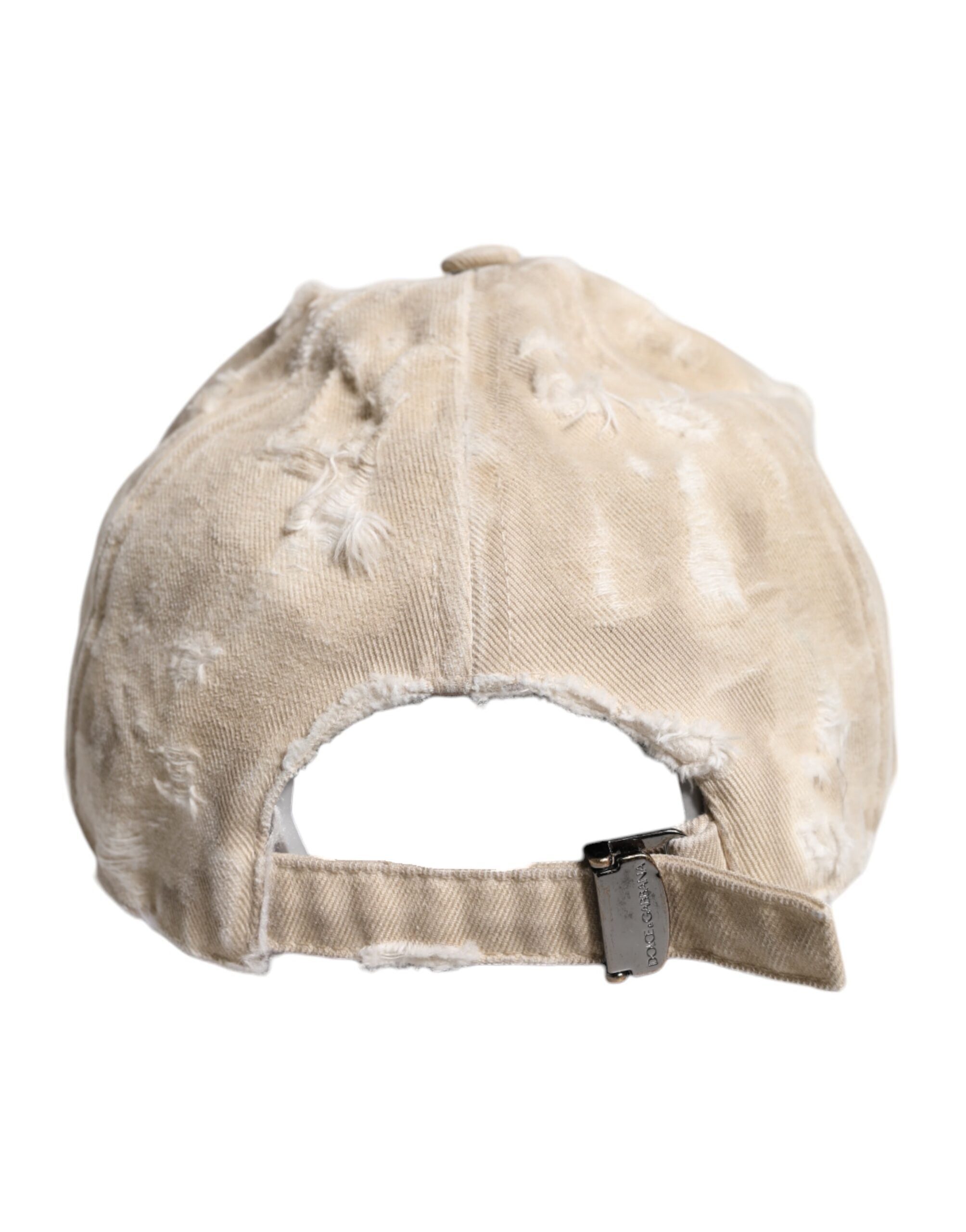 Dolce & Gabbana Beige Trasig Bomulls 6 Paneler Baseballkeps