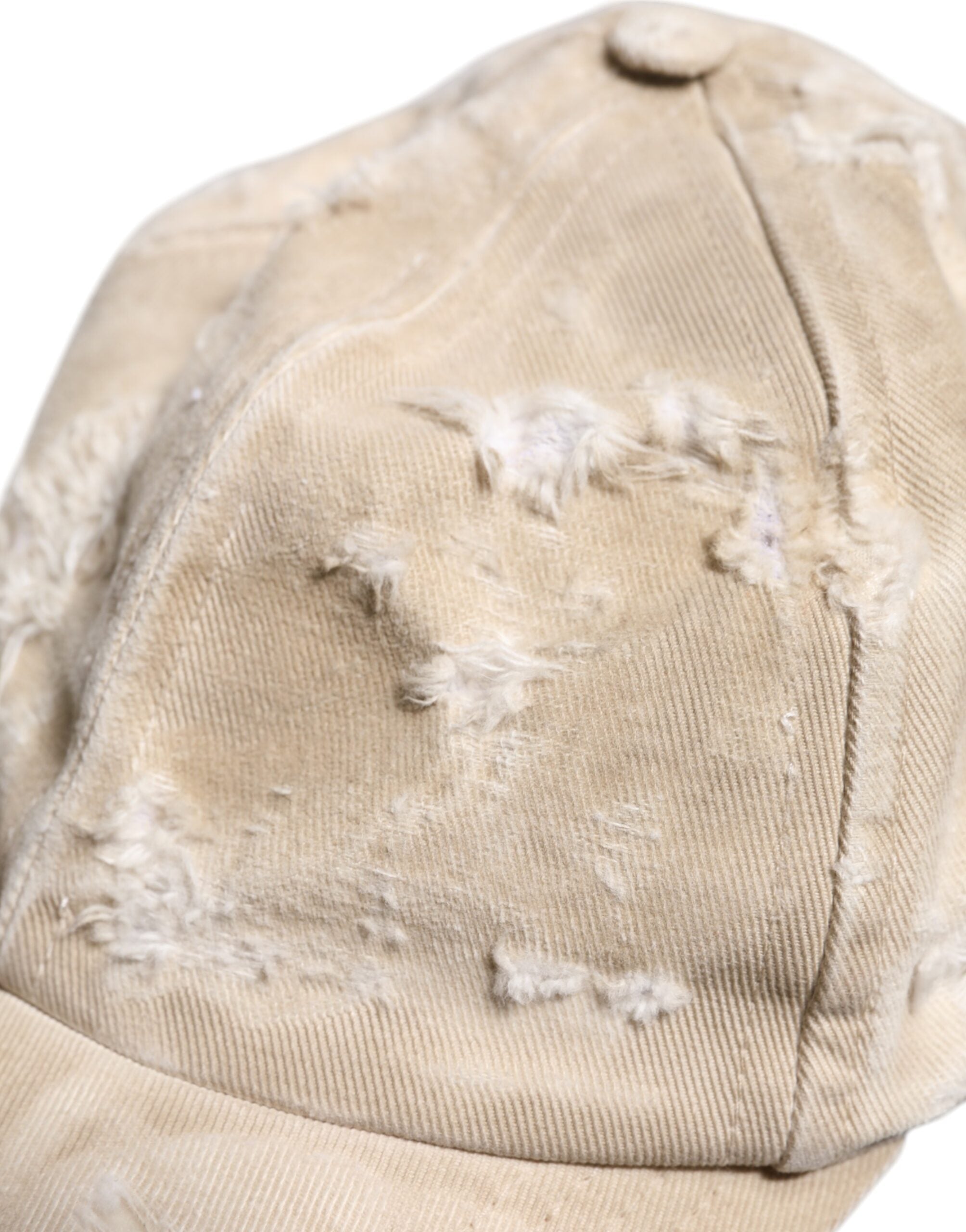 Dolce & Gabbana Beige Trasig Bomulls 6 Paneler Baseballkeps