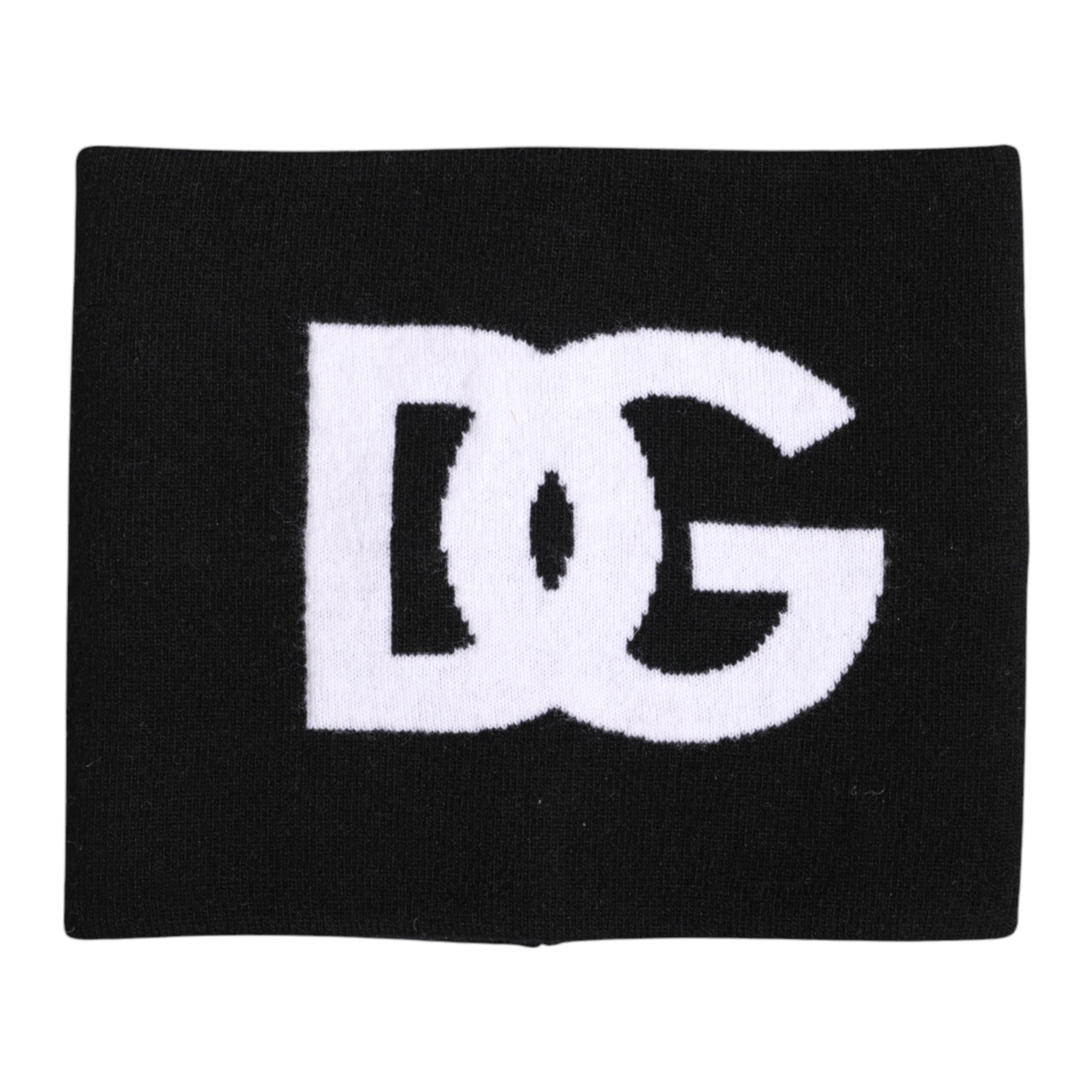 Dolce & Gabbana Svartvit Stickad Halsduk med Logotyptryck
