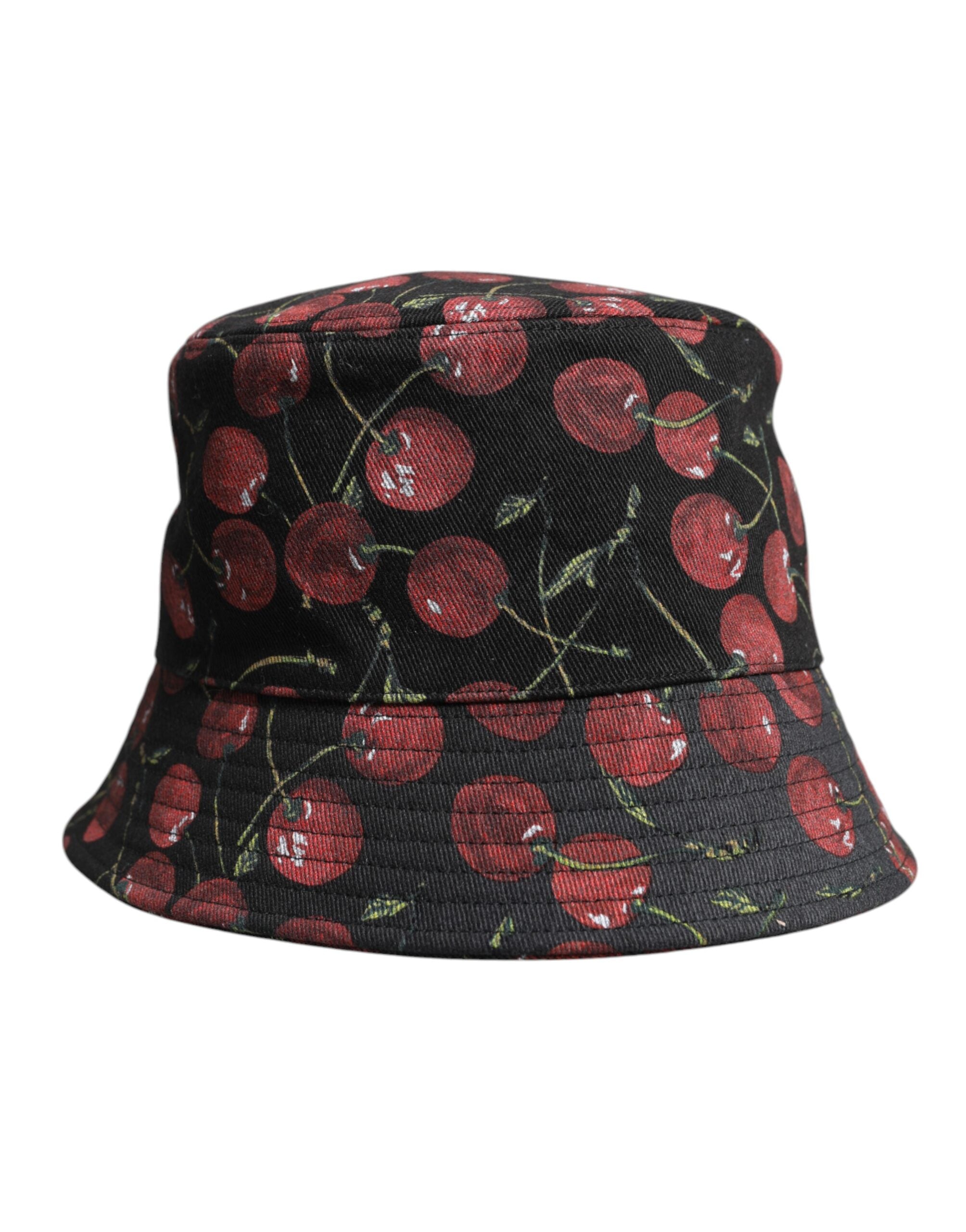 Dolce & Gabbana Svart Bomullsmönstrad Bucket Hatt med Bred Brätte