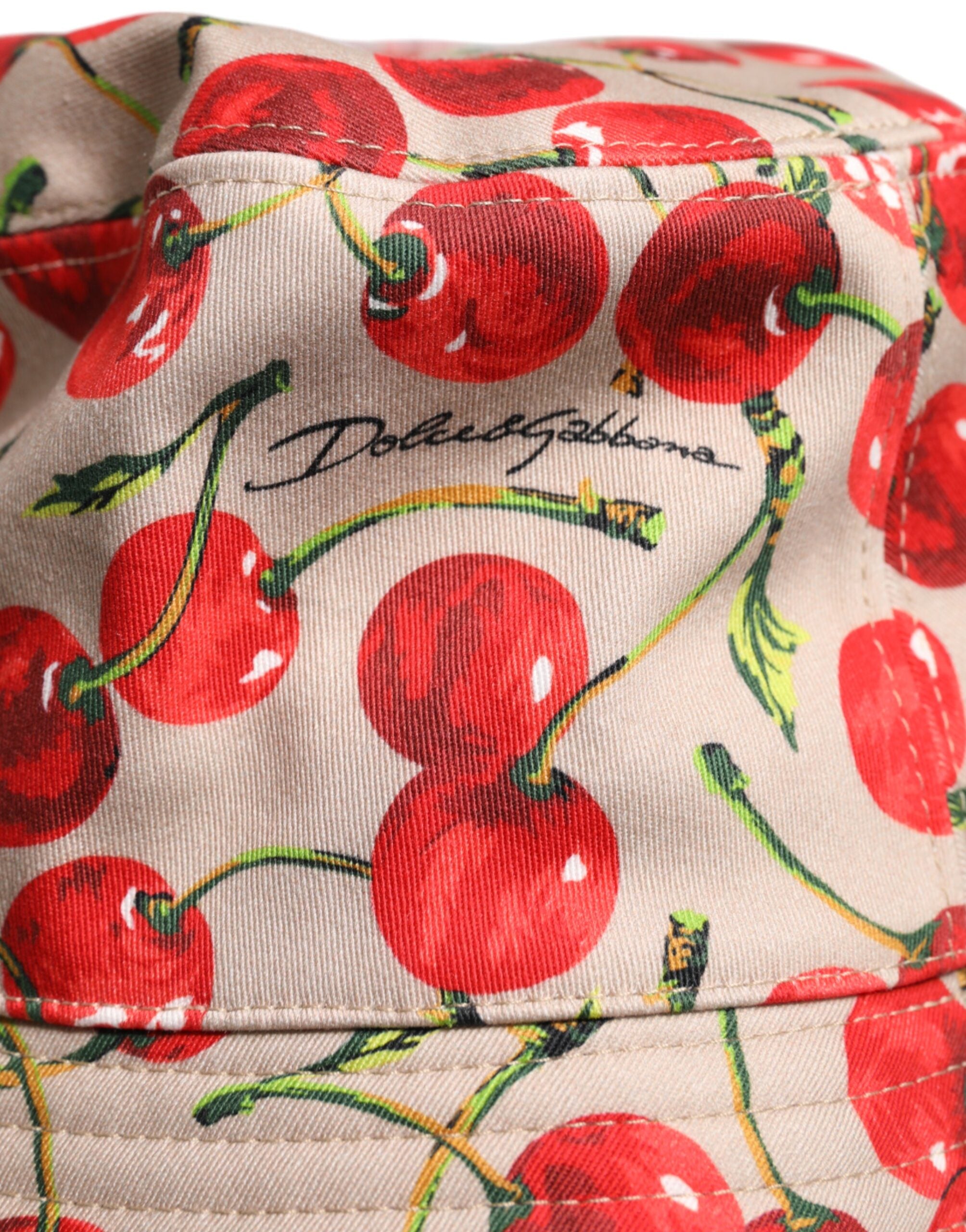 Dolce & Gabbana Beige Bomullsmönstrad Bucket Hat med Bred Brätte