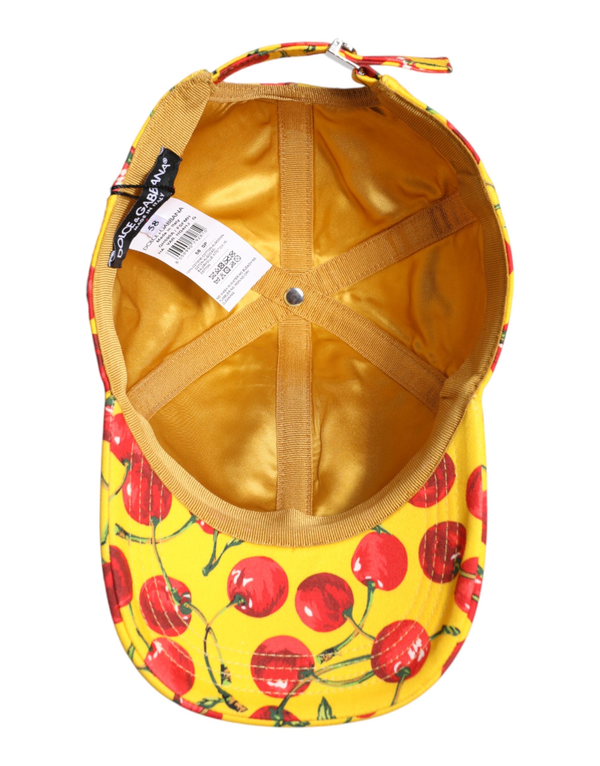 Dolce & Gabbana Gul Bomullsmönstrad Baseballkeps med 6 Paneler