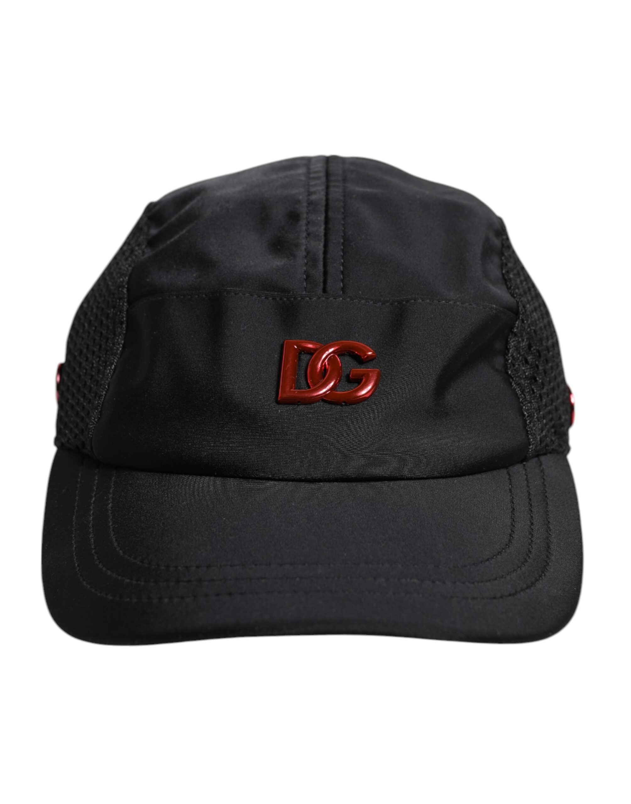 Dolce & Gabbana svart nylonkeps med DG-logotyp och 6 paneler