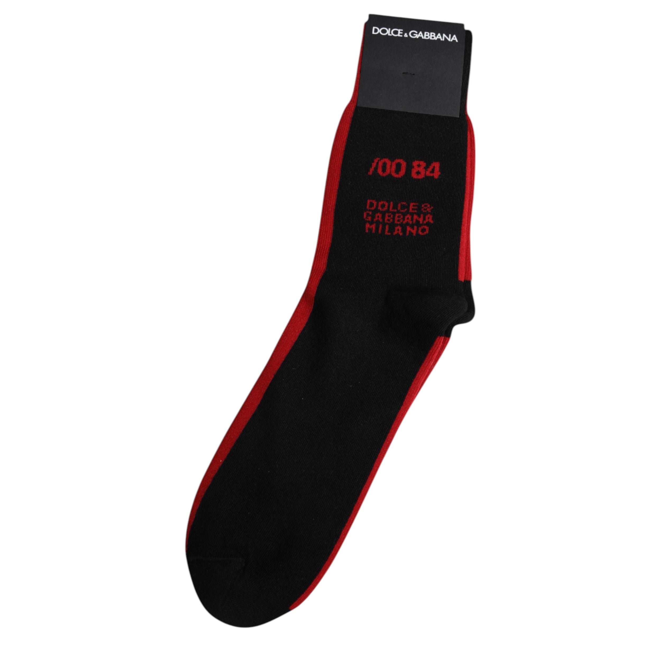 Dolce & Gabbana Svarta Nylon DG Logo Mid Calf Herrstrumpor