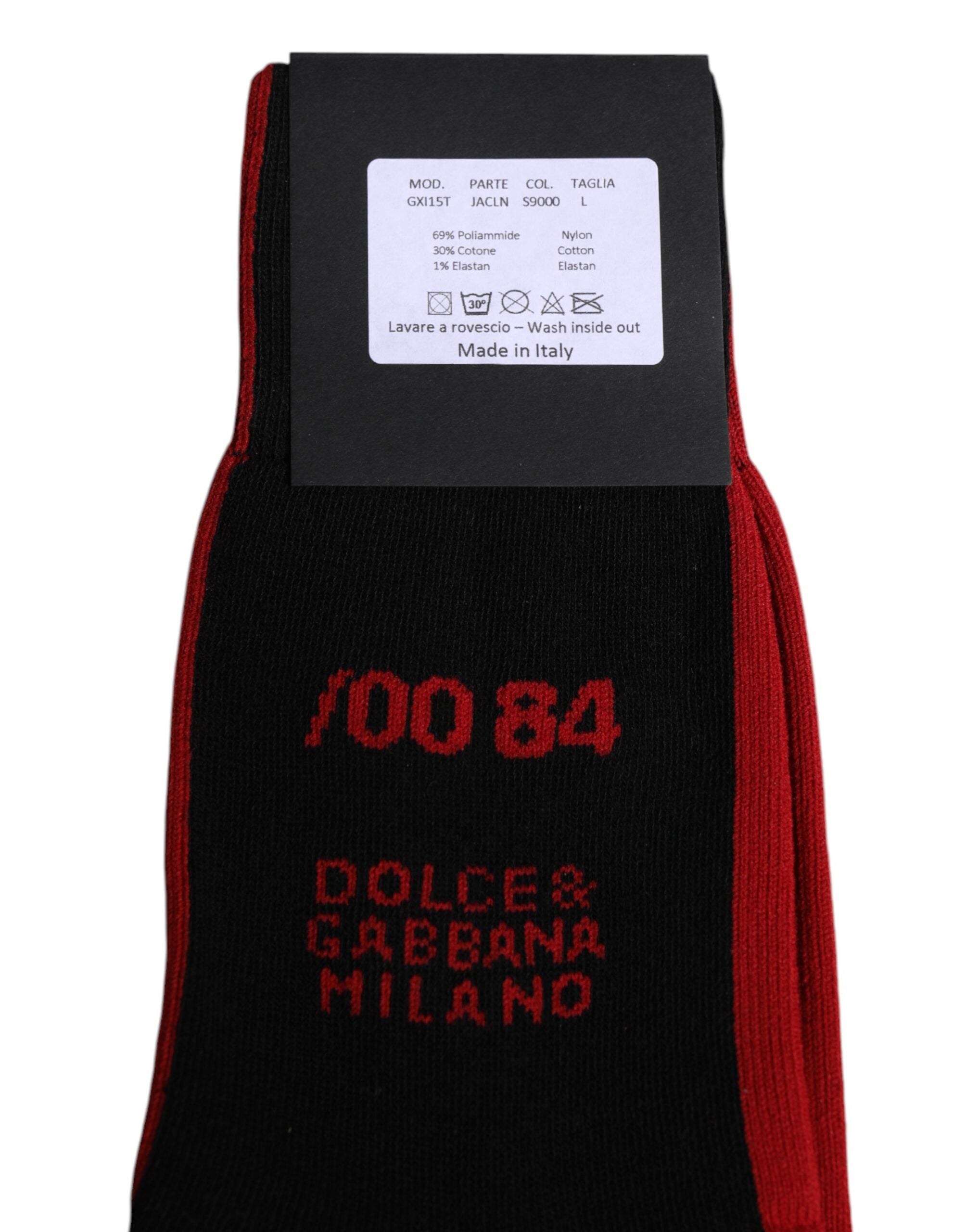Dolce & Gabbana Svarta Nylon DG Logo Mid Calf Herrstrumpor