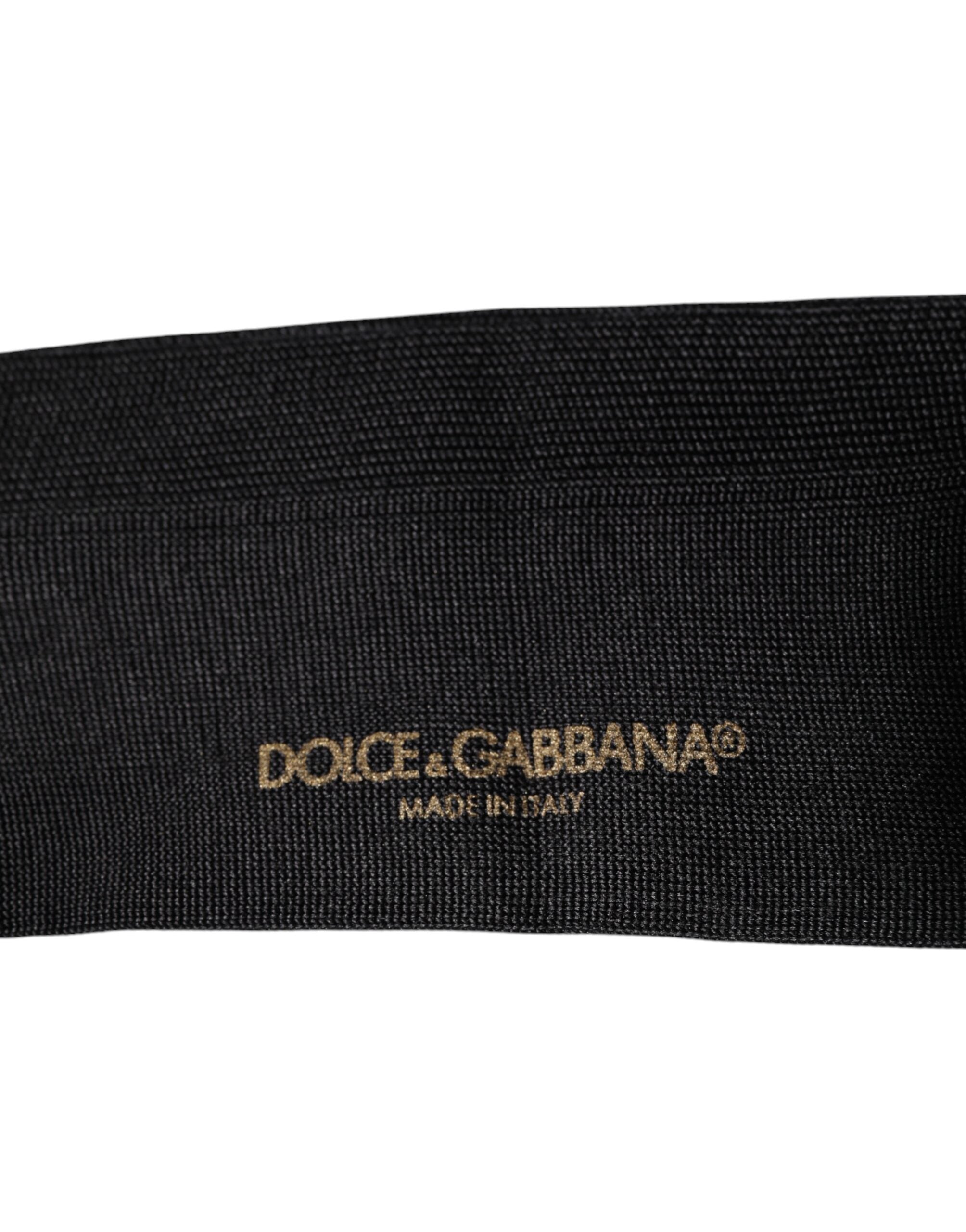 Dolce & Gabbana Svarta Bomulls DG Logo Mellanhöga Herrstrumpor